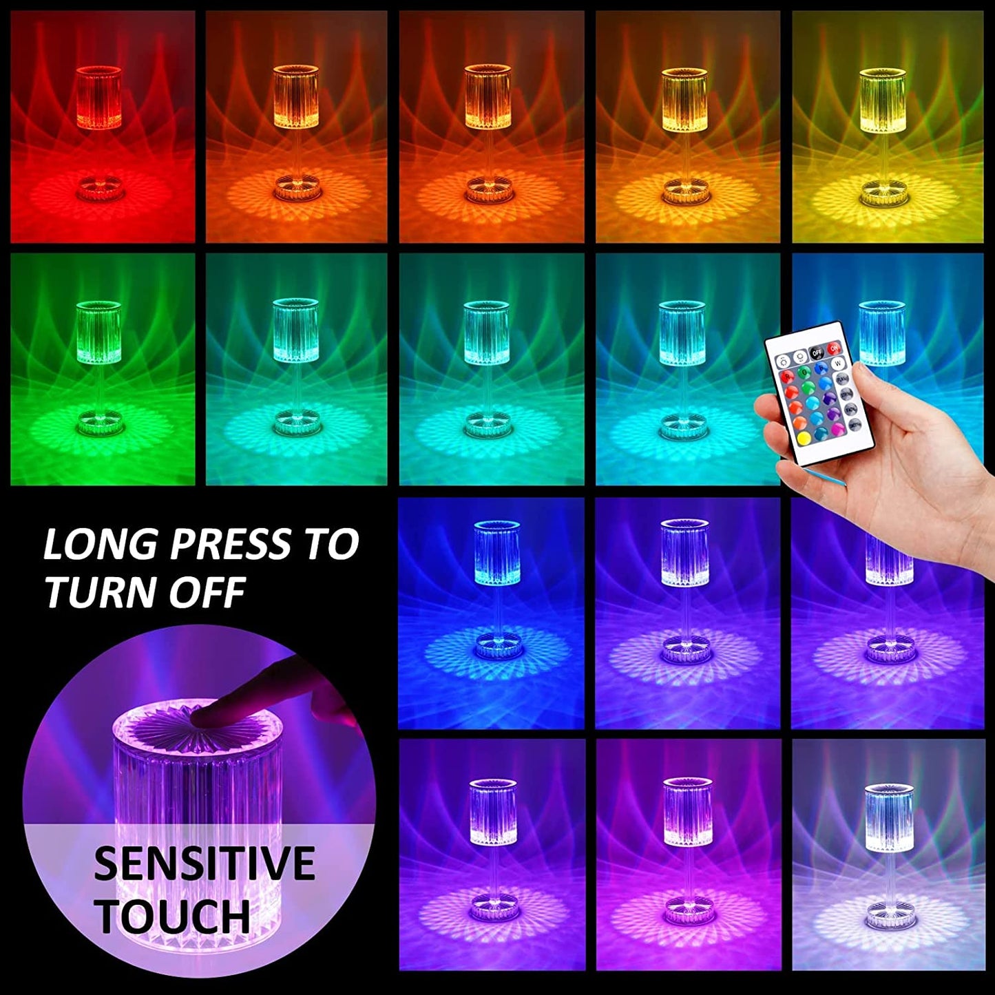Crystal Table Lamp Touch Control Atmosphere Nightstand Lamp With Usb Charging Line - Happy Price - Image 3