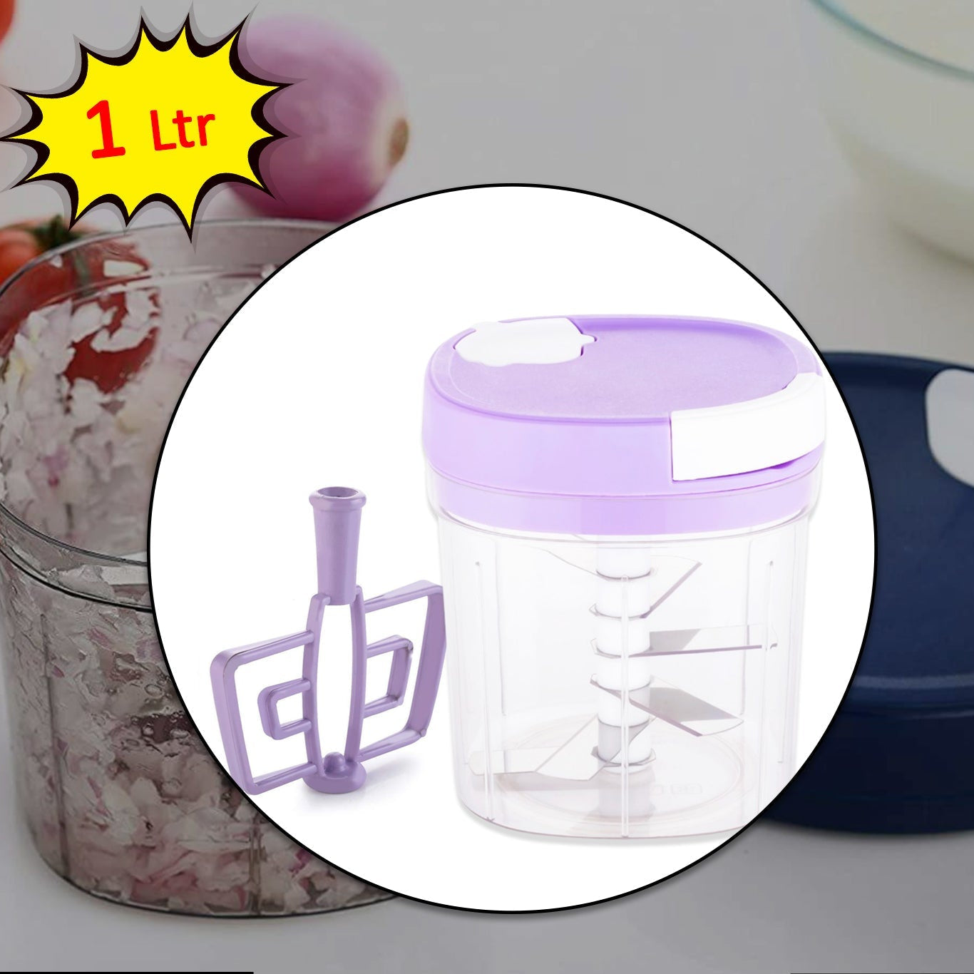 2 In 1 Handy Chopper And Slicer Used Widely For Chopping And Slicing Of Fruits Vegetables Cheese Etc. Including All Kitchen Purposes. - Happy Price - Image 1