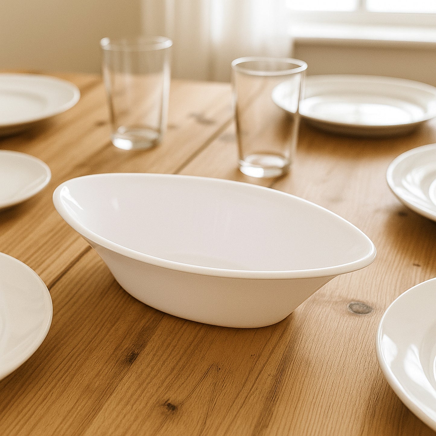 White Oval Serving Bowl - Deep Plastic Dish for Salads & Curries (1 Pc) - Happy Price - Image 3