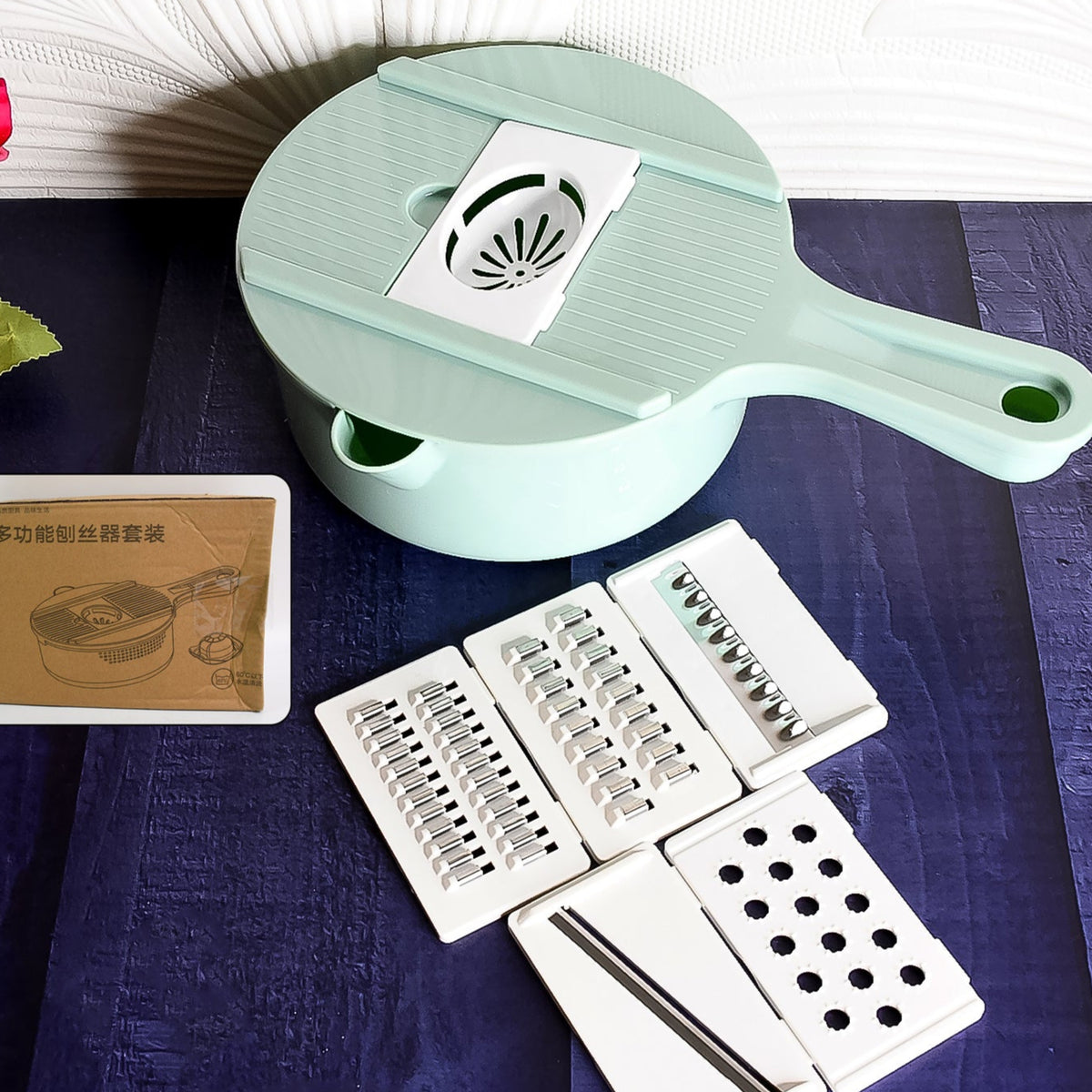 Vegetable Choppers With Drain Basket 6 In 1 Vegetable Slicer Blades (1 Set) - Happy Price - Image 1