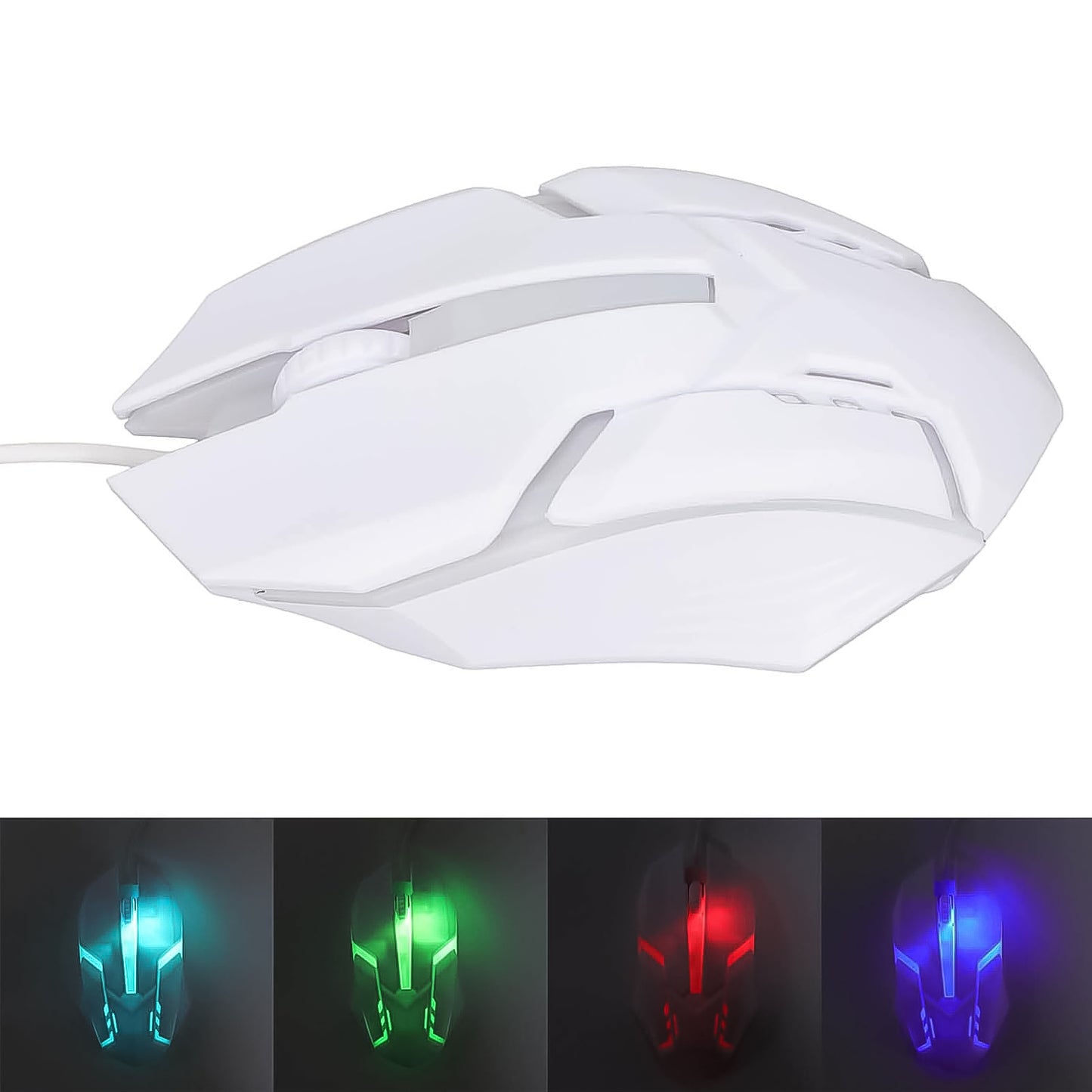 Usb Wired Mouse Gaming Mouse Colorful Lighting Luminous (1 Pc Wihte) - Happy Price - Image 6