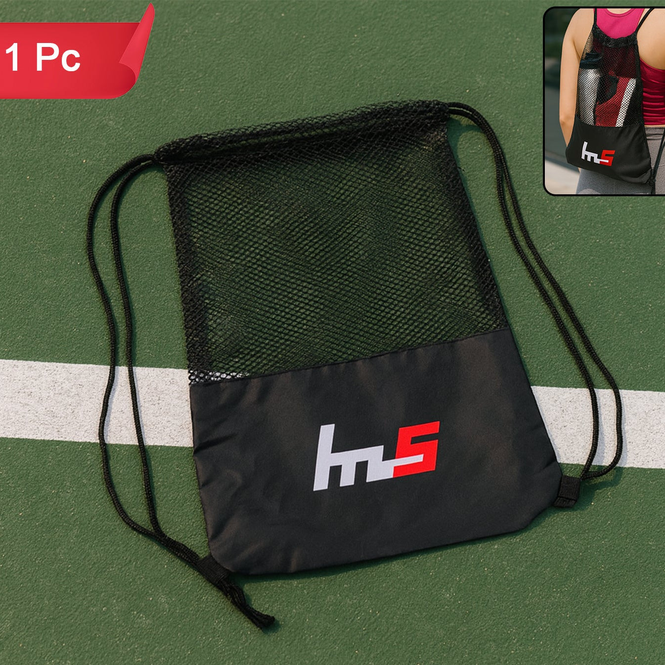 Breathable Mesh Gym Sack with Drawstring Closure - 1 Pc - Happy Price - Image 1