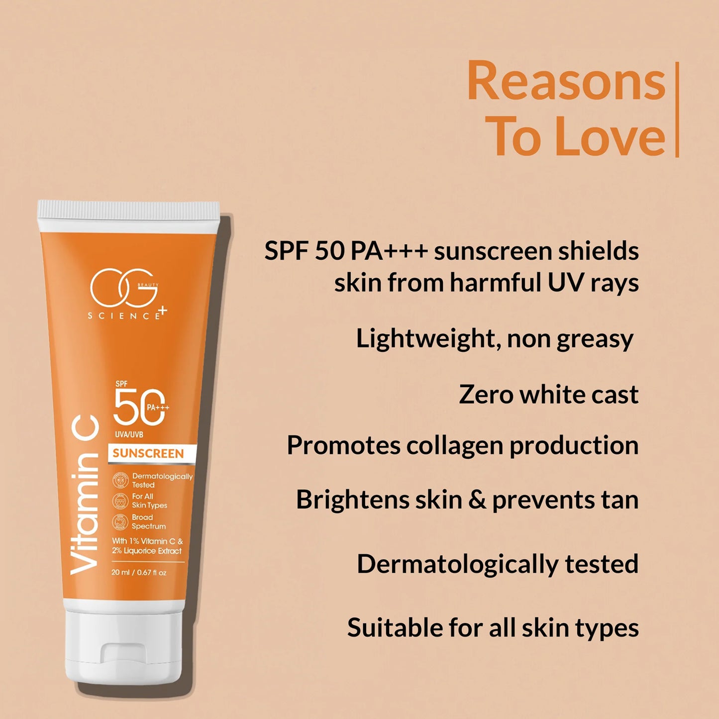 Vitamin C Sunscreen SPF 50 PA+++ with Liquorice Extract - 20ml - Happy Price - Image 5