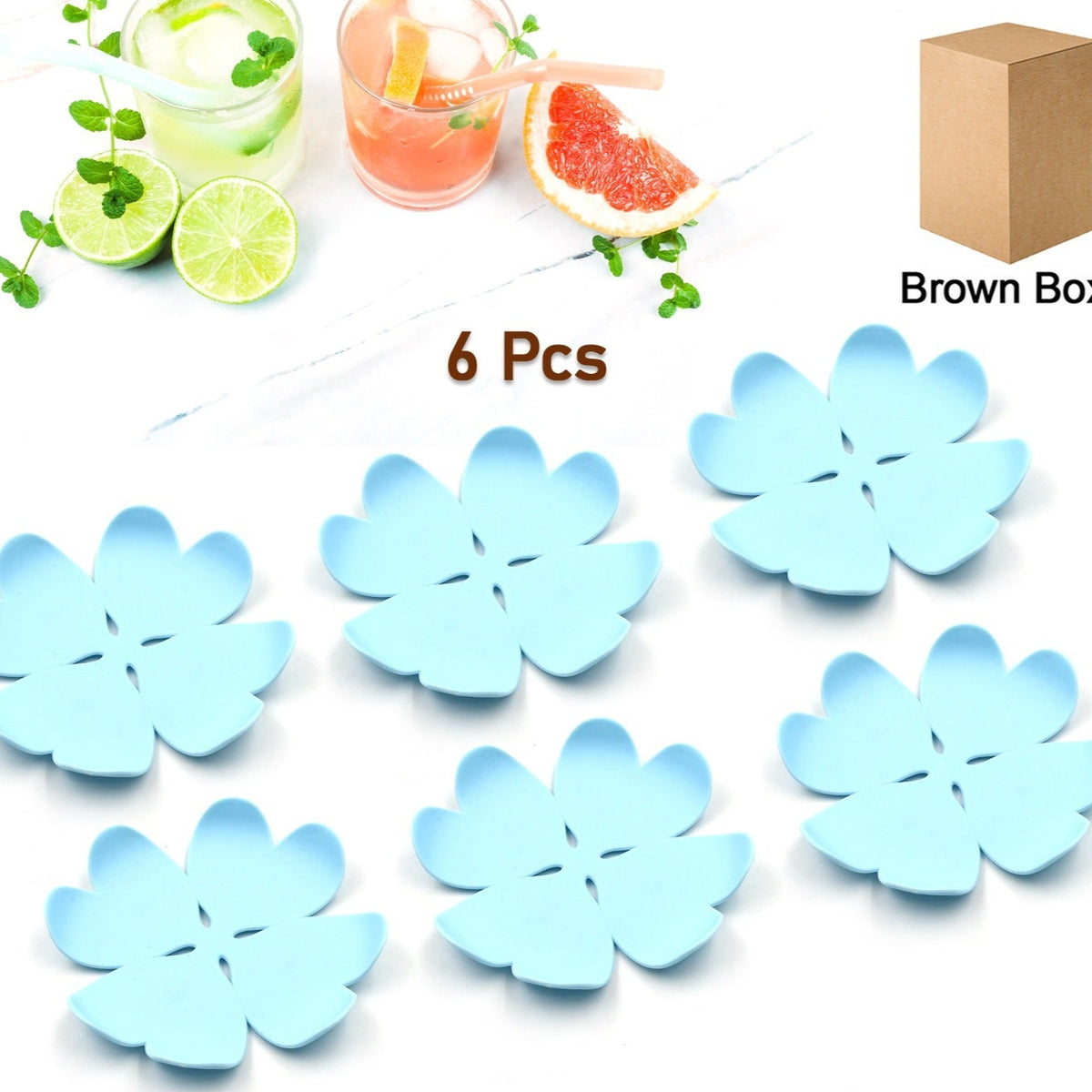 Heat Resistant Coasters For Type Of Glasses Mugs Coffee Coaster With Durable Plastic Material For Glass Cup Kitchendining Table Beautiful Plastic Coasters Coffee Mugs Glasses (6 Pc Set) - Happy Price - Image 1