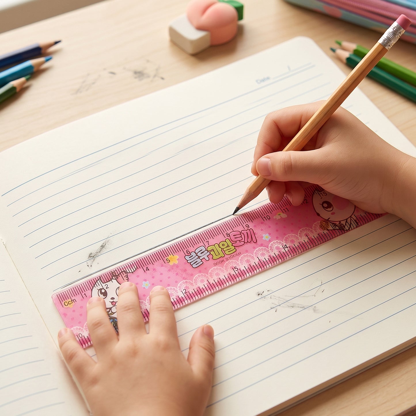 5-in-1 Kids School Stationery Kit with Flexible Pencils & Cartoon Prints - Happy Price - Image 6