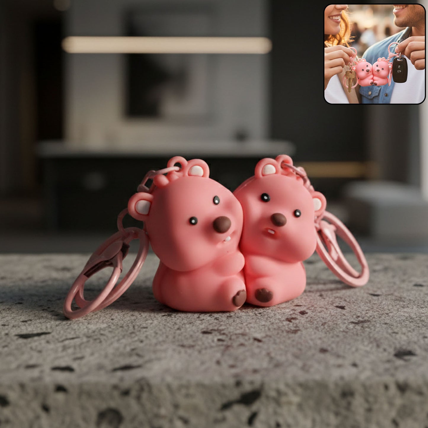 Couple Bear Keychain Set - 2 Pcs Matching Bag Charms - Happy Price - Image 2