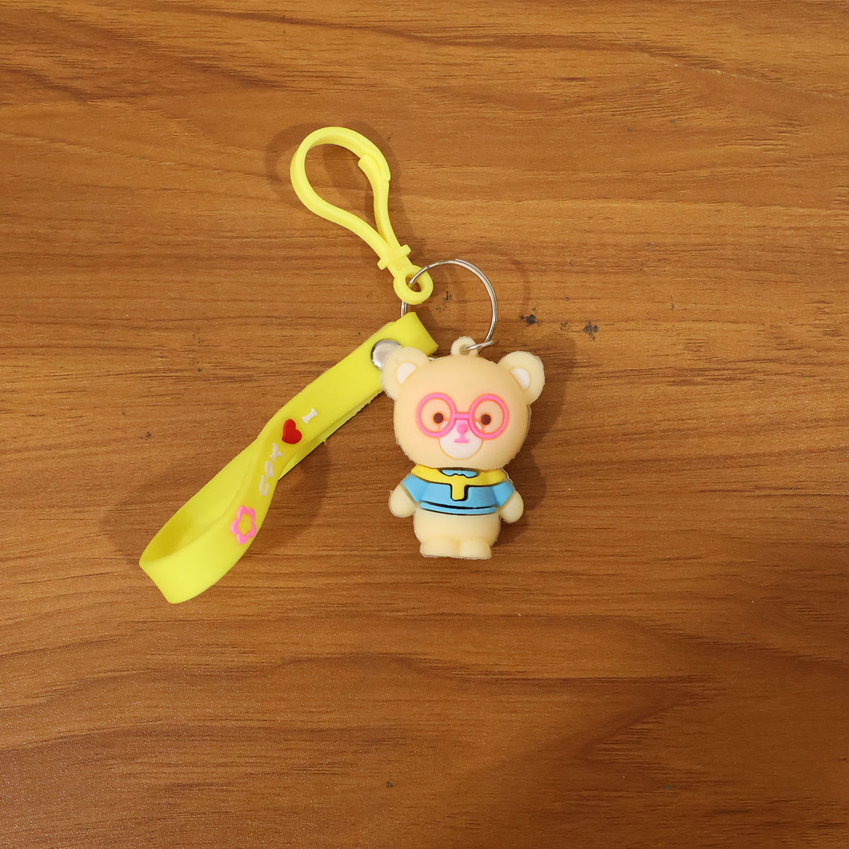 Cute Cartoon Bear Silicone Keychain with Yellow Wrist Strap (1 Pc) - Happy Price - Image 7