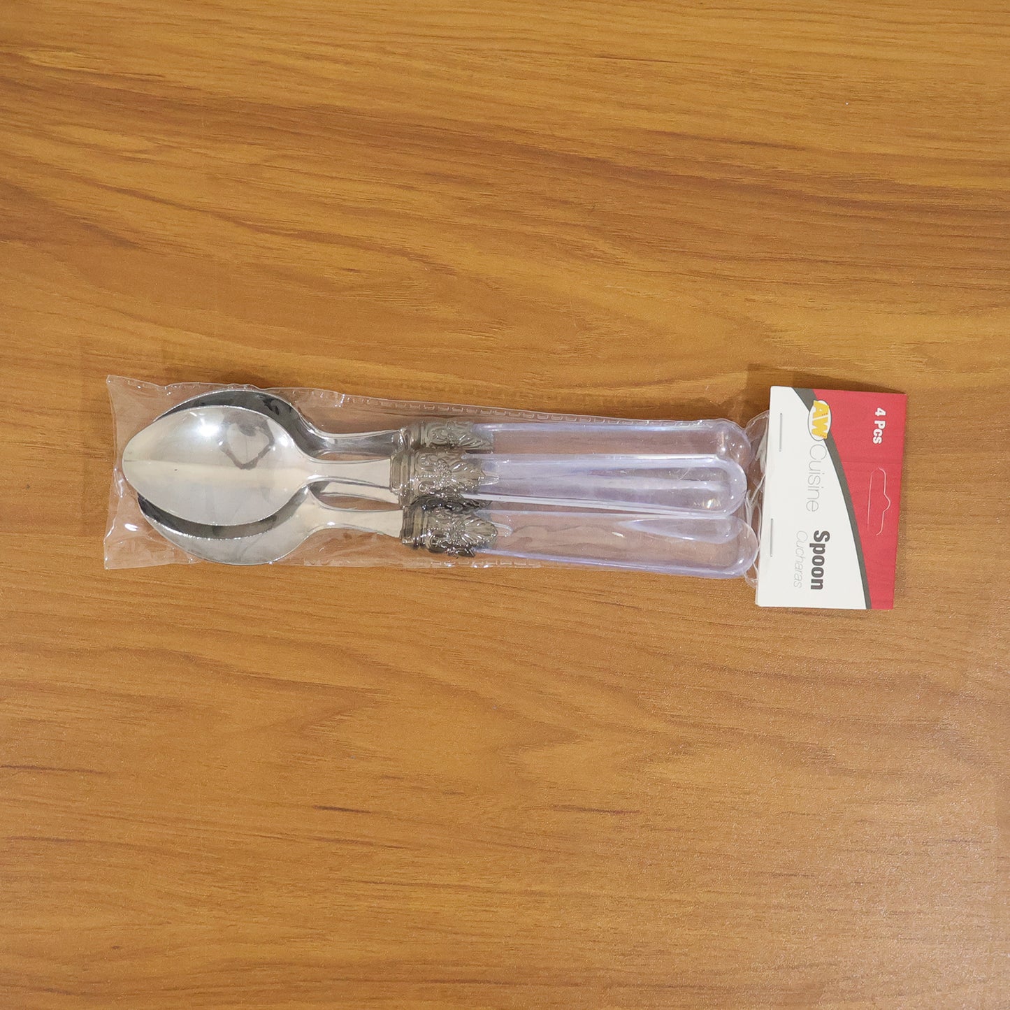 Set of 4 Stainless Steel Dessert Spoons with Designer Transparent Handles - Great Price - Image 6