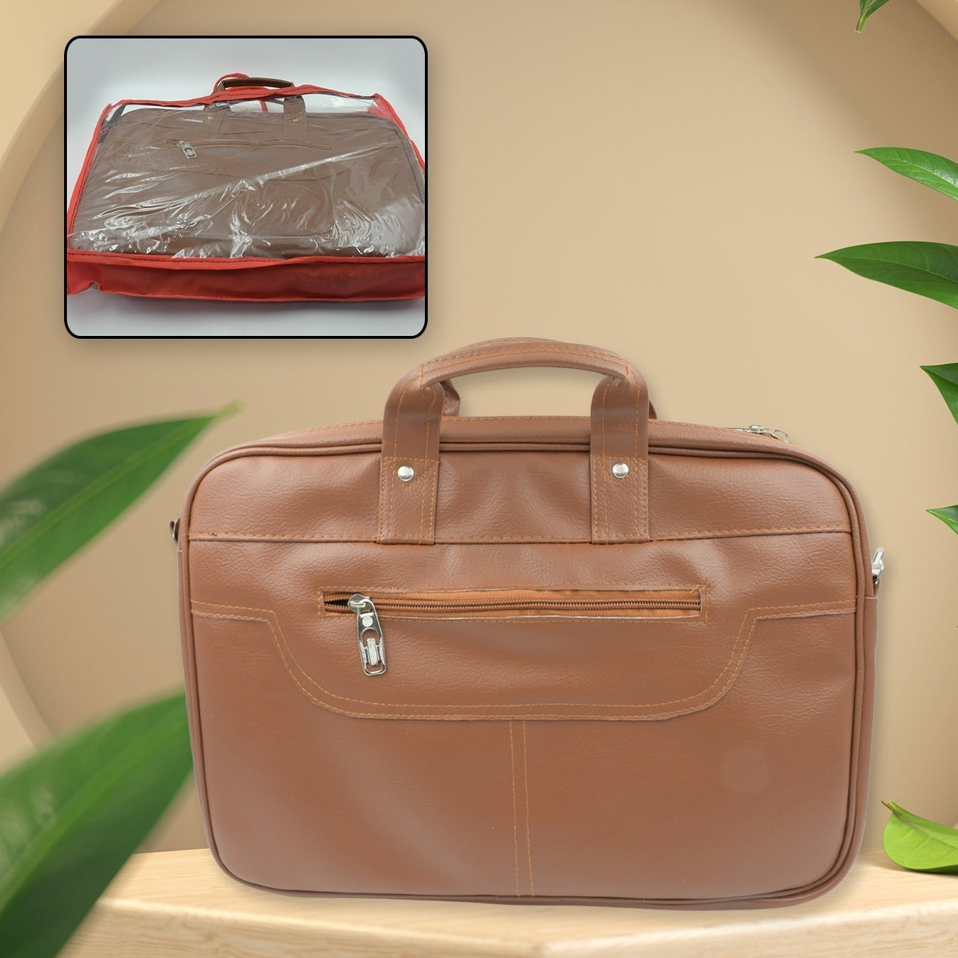 Multipurpose Bag Shoulder Side Bag Office Laptop Faux Leather Executive Formal Laptop Macbook Messenger Office Travel Business Shoulder Hand Sling Bag For Men Women With Multiple Compartments - Happy Price - Image 1