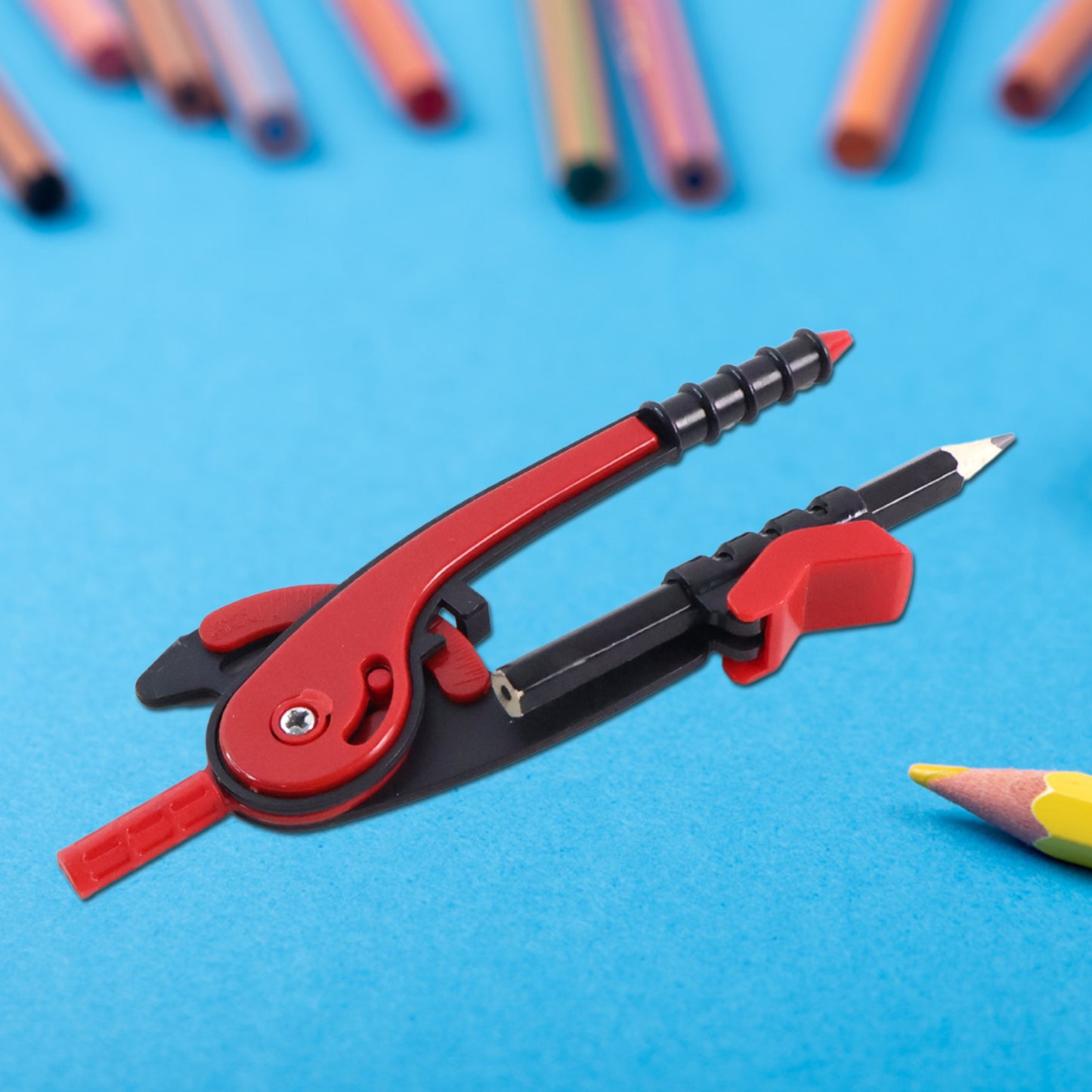 2 Pc Geometry Set Built-in Pencil Grip + Transparent Plastic Protractor School Geometry Tools Kit - Happy Price - Image 5