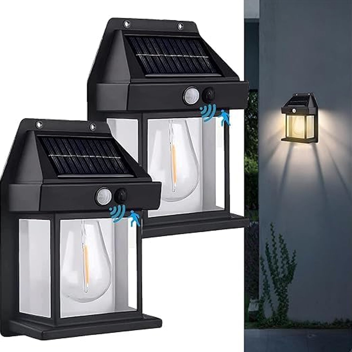 Solar Wall Lights Lamp Outdoor Wireless Dusk To Dawn Porch Lights Fixture Solar Wall Lantern With 3 Modes Motion Sensor Waterproof Exterior Lighting With Clear Panel (1 Pc ) - Happy Price - Image 2