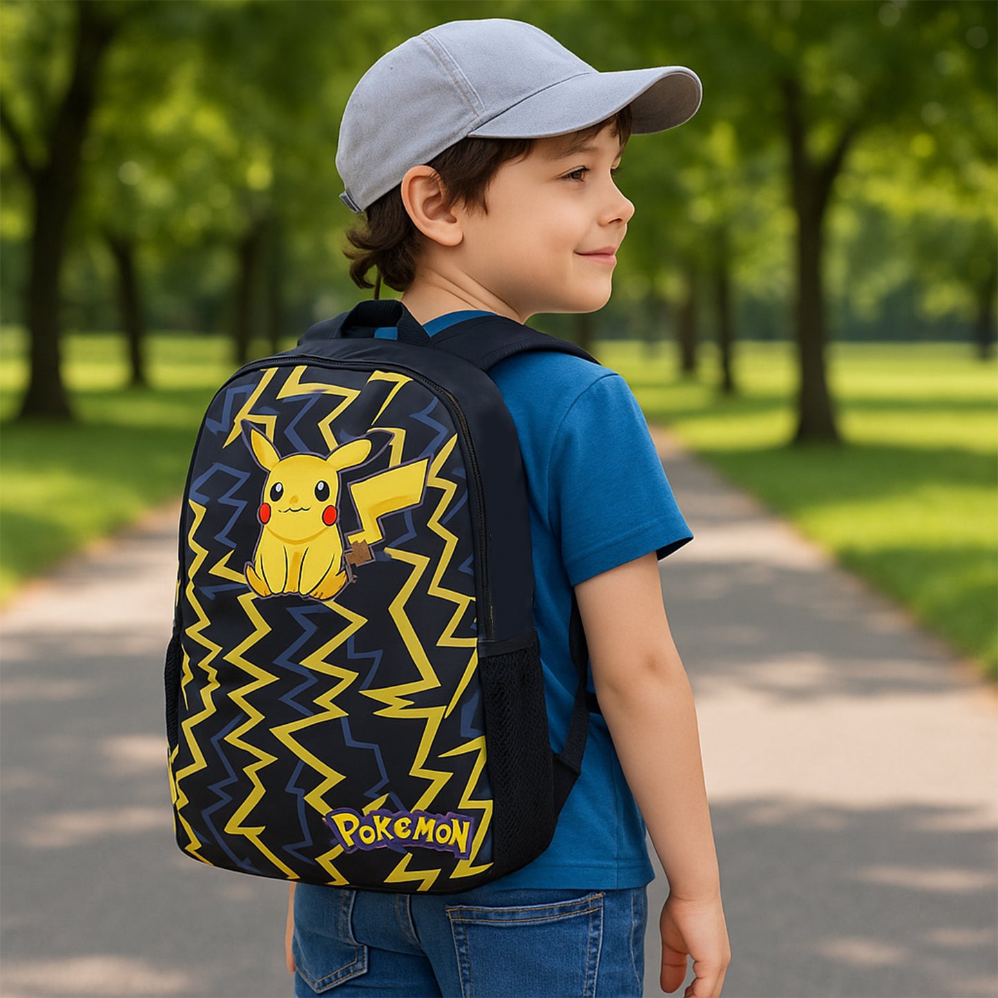 3 Pc Kids School Bag Combo Set with Cartoon Print - Backpack, Lunch Bag & Pencil Pouch - Happy Price - Image 6