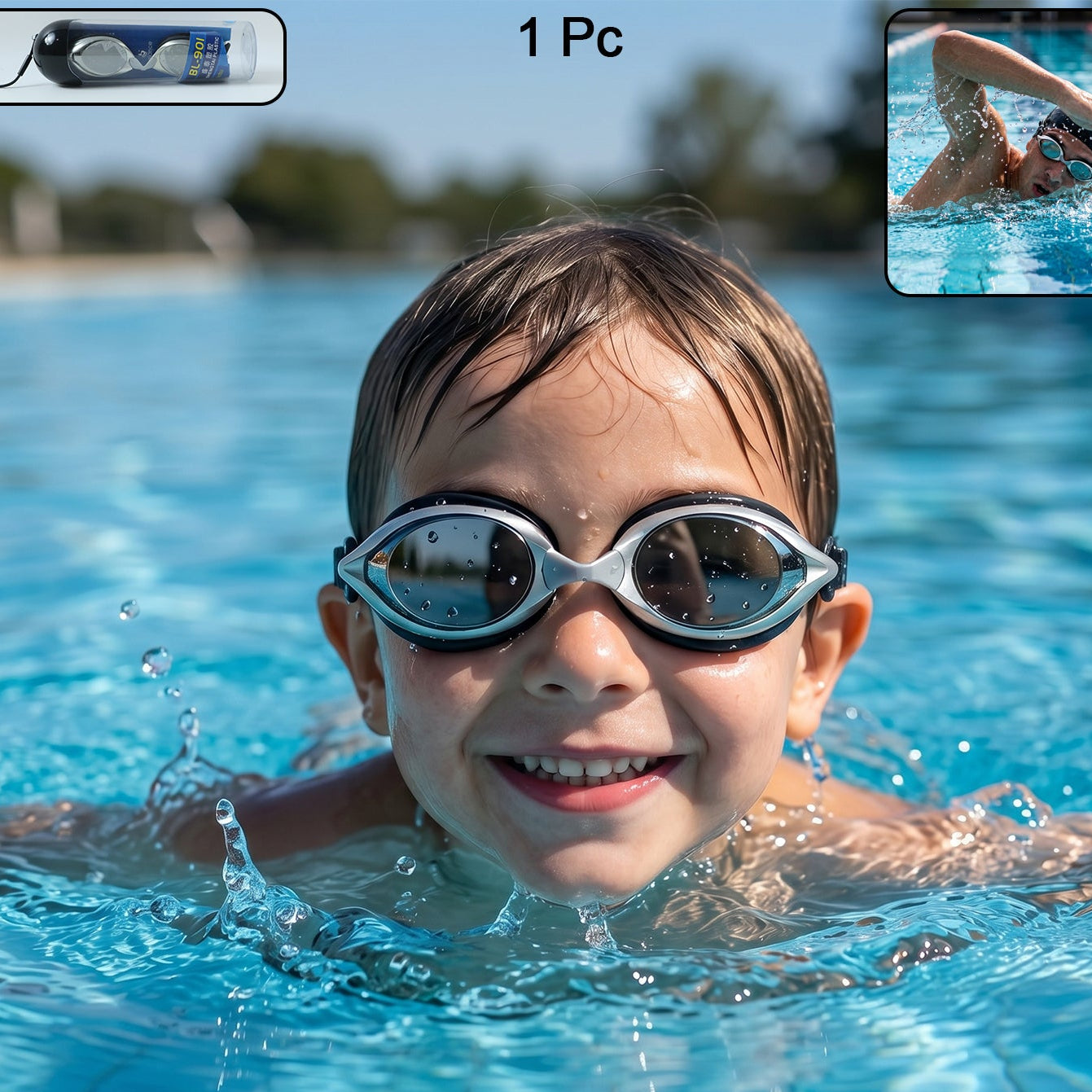 Kids Swim Goggles Leakproof Anti-fog Eye Protection (1 Pc)