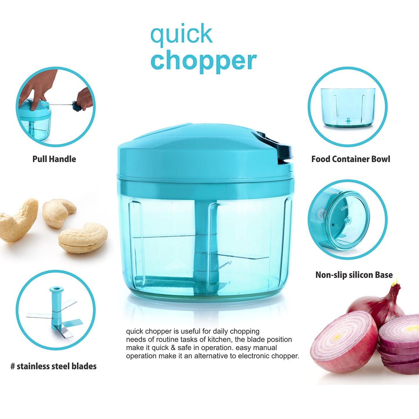 Ganesh Quick Vegetable Chopper (1 Unit Chopper)(725 Ml) - Happy Price - Image 3