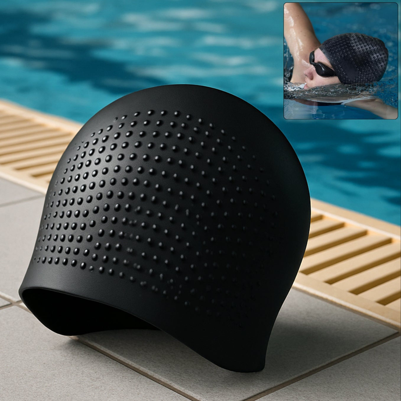 Premium Silicone Waterproof Swimming Cap (1 Pc) - Happy Price - Image 1