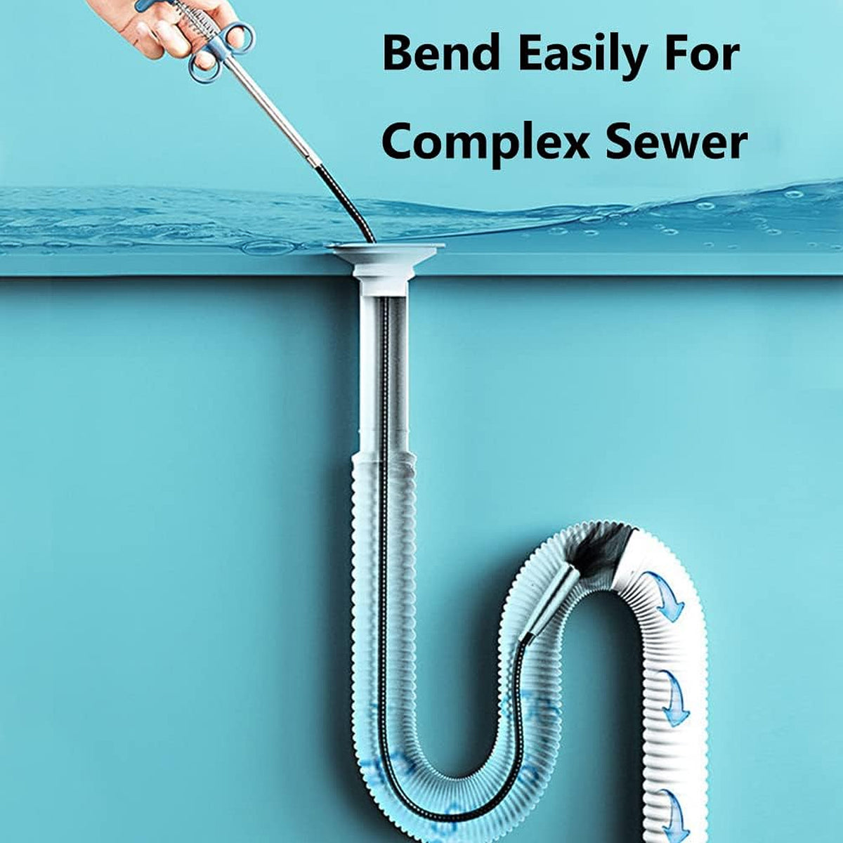 Flexible Spring Pipe Cleaner with Grip - 157 Cm Drain Unblocker Tool - Happy Price - Image 3