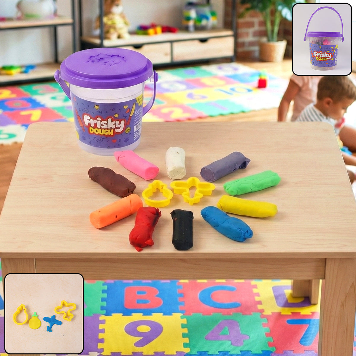 Frisky Modelling Dough Set with 12 Colours and Shape Cutters - Happy Price - Image 2