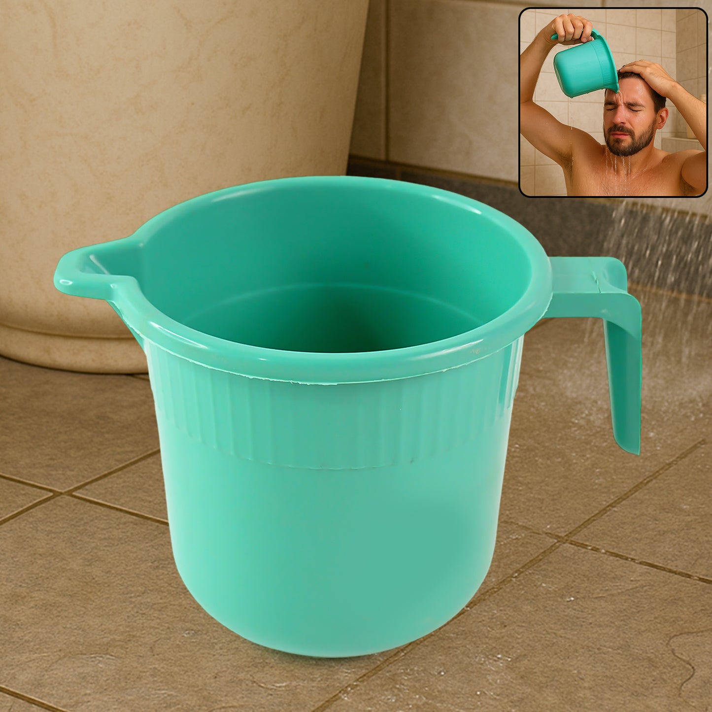 Plastic Bath Mug For Bathroom Use (1 Pc) - Happy Price - Image 2