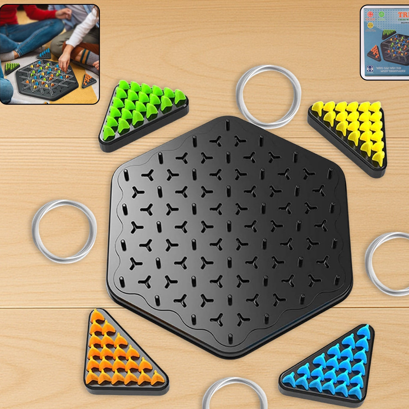 Strategic Triangle Color Matching Puzzle Board Game for Kids & Family - Happy Price - Image 1