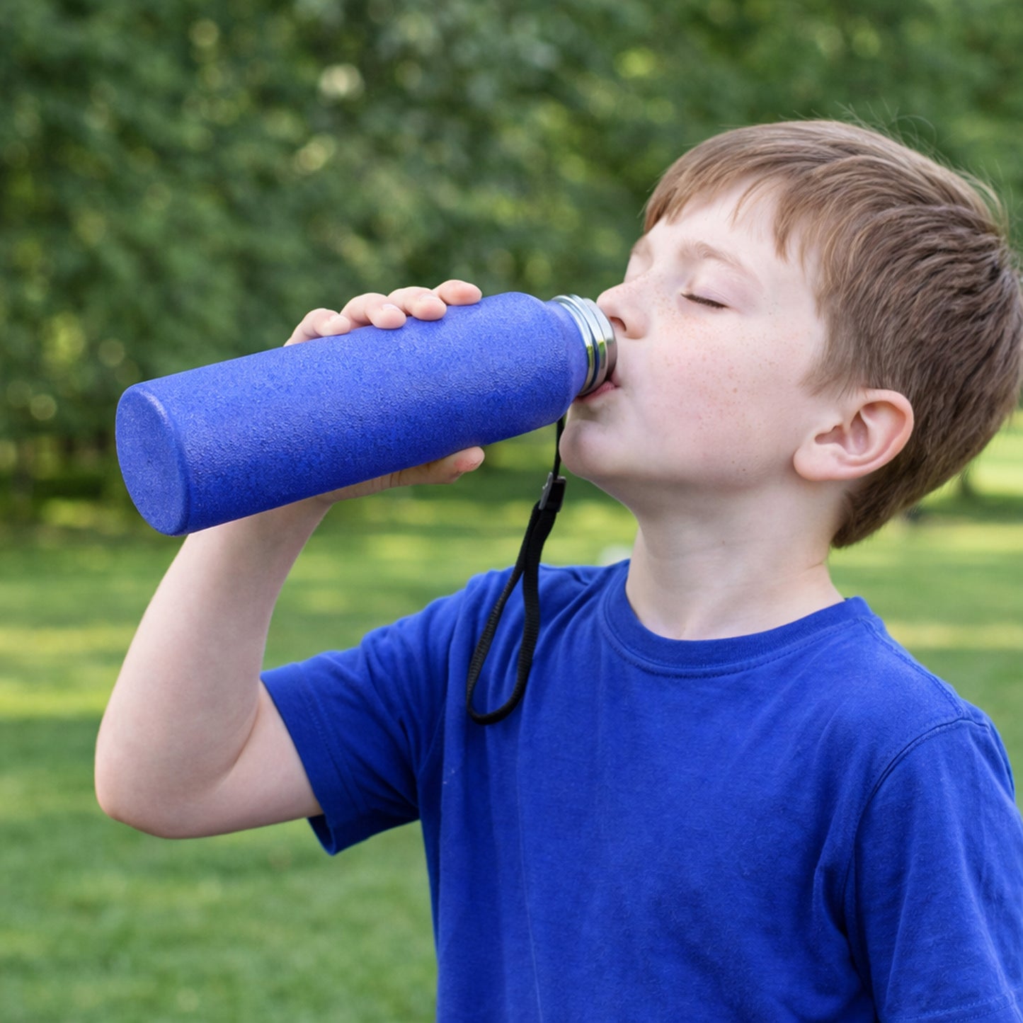 1000 ML Blue Stainless Steel Water Bottle with Leakproof Cap & Strap - Great Price - Image 3