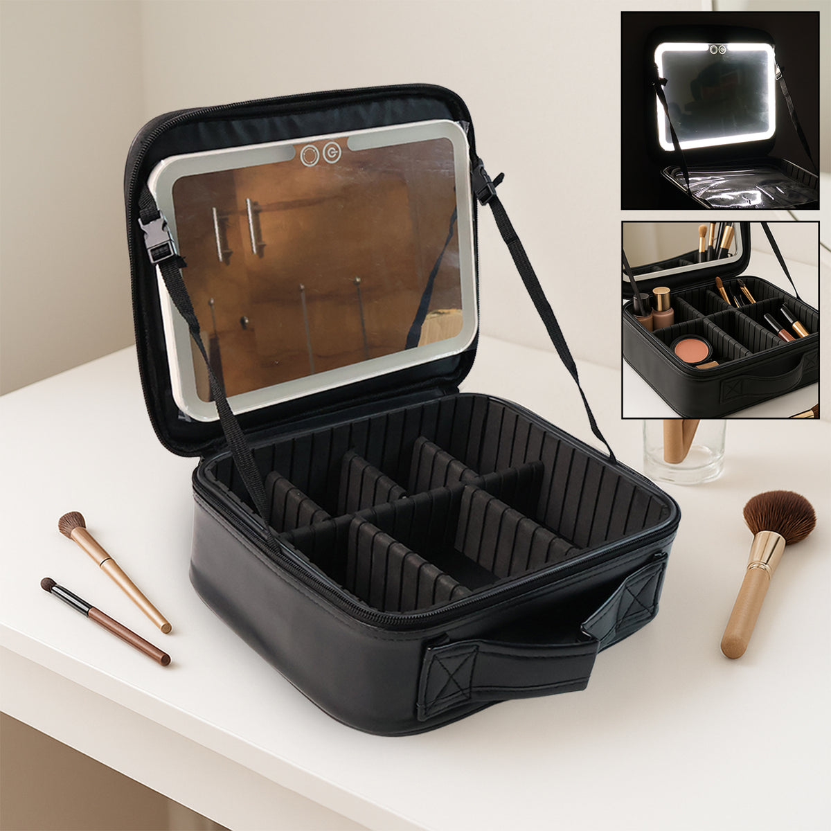 Black Premium Led Light Makeup Organizer Box (1 Pc) - Happy Price - Image 3