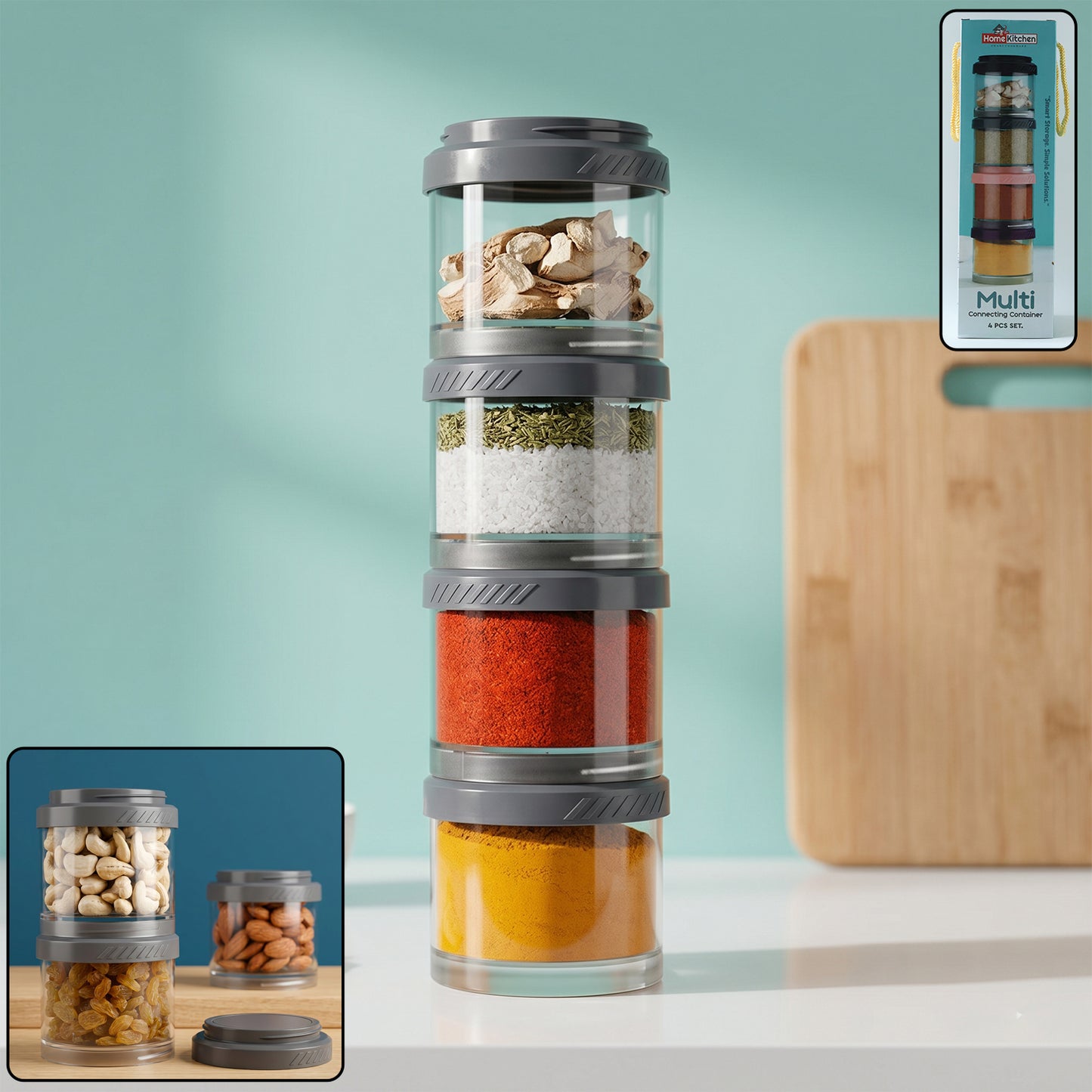 Stackable Modular Storage Containers (4 Pc Set) - Airtight & Transparent Kitchen Organizers - Great Price - Image 2