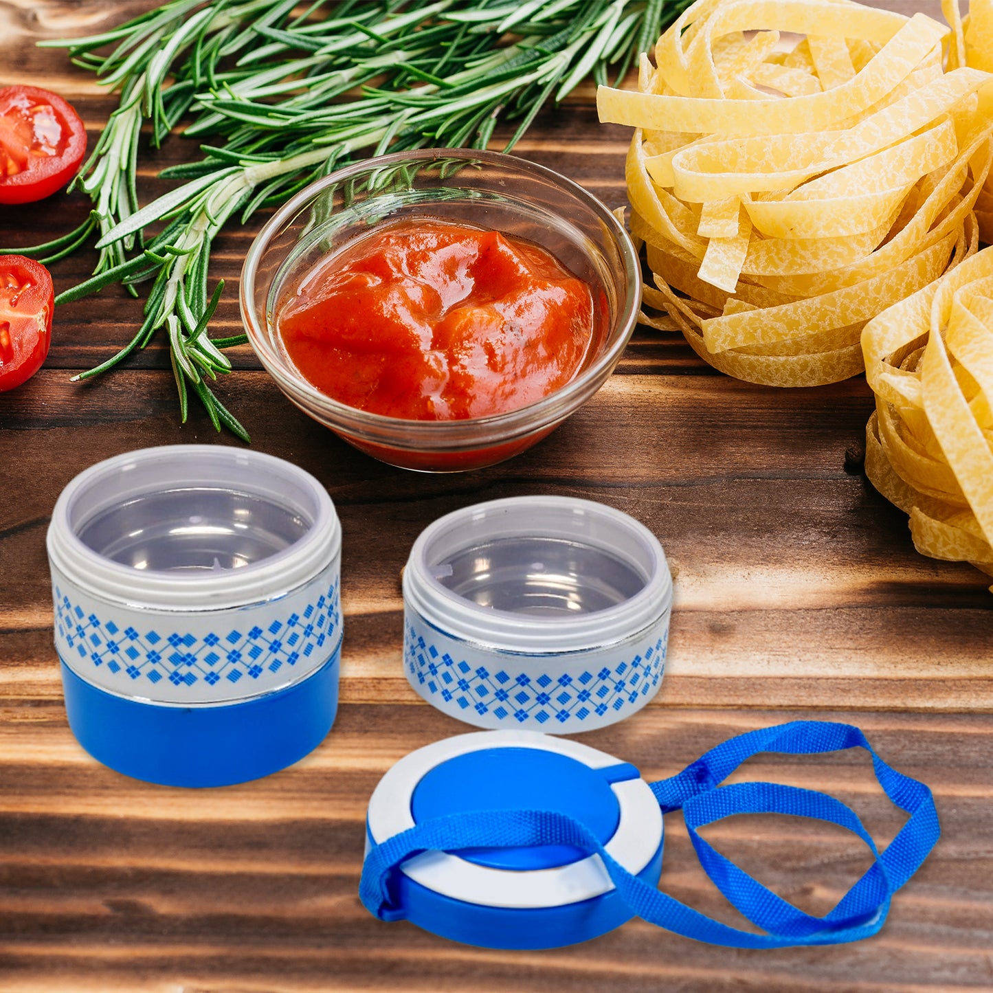 3 Layer Adjustable Insulated Tiffin Set Of 1 Blue 3 Containers Lunch Box - Happy Price - Image 5