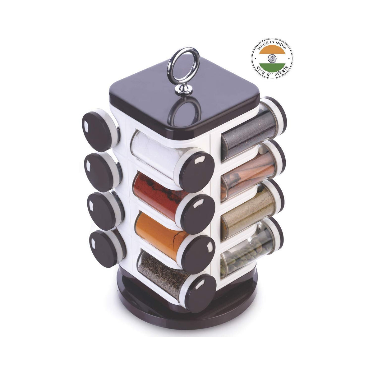 Ganesh Multipurpose Revolving Spice Rack With 16 Pcs Dispenser Each 100 Ml Plastic Spice Abs Material 1 Piece Spice Set 1 Piece Spice Set (Plastic) - Happy Price - Image 3