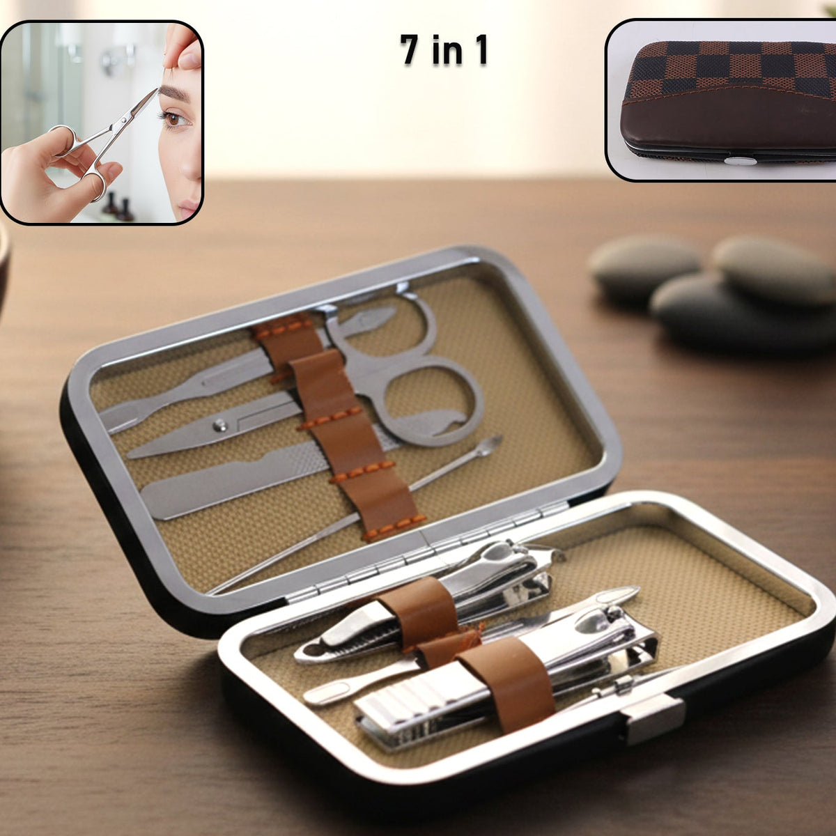 7-Piece Personal Grooming Kit for Manicure & Pedicure - Compact Travel Case - Happy Price - Image 1