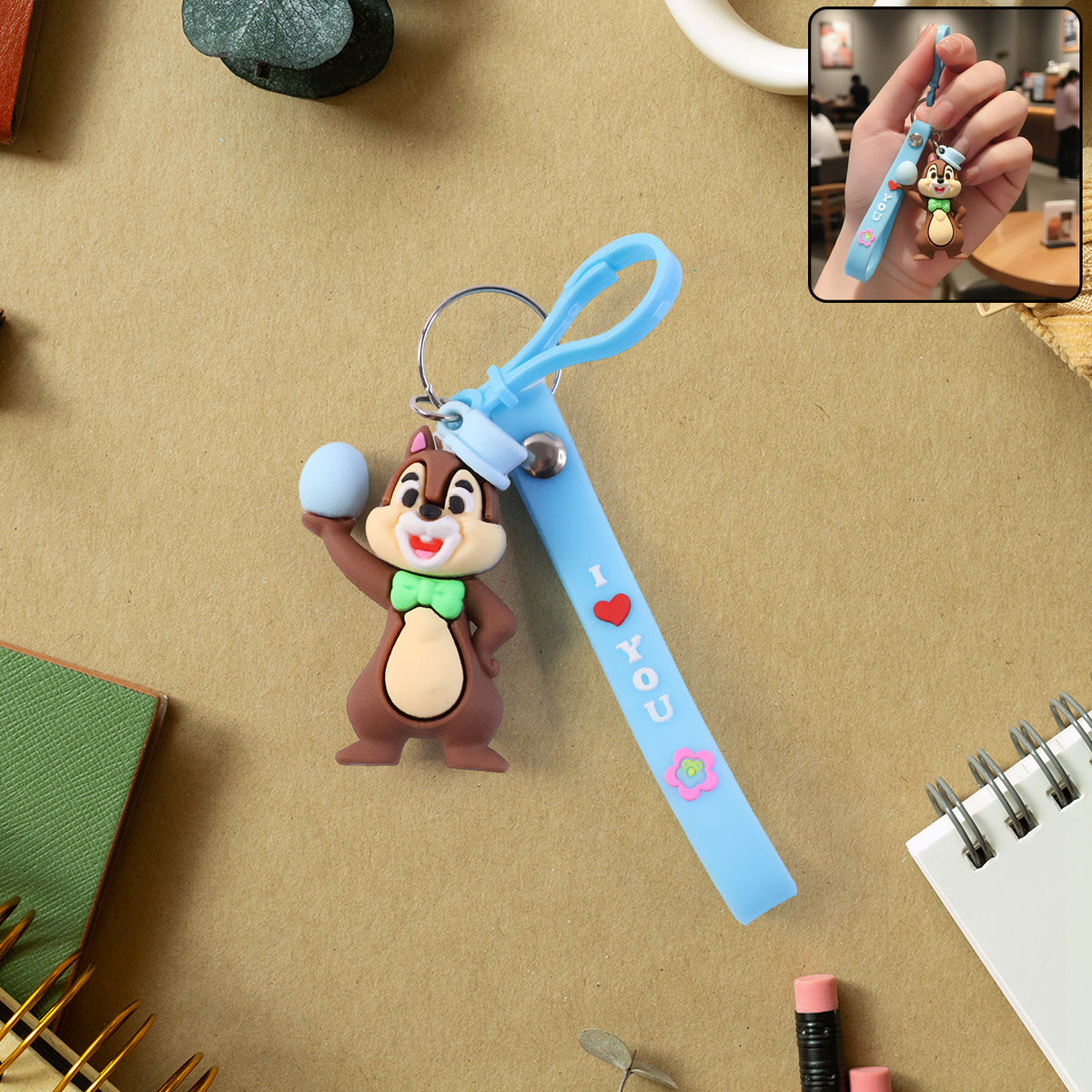 Cute Squirrel Keychain with "I Love You" Strap - 1 Pc - Happy Price - Image 2