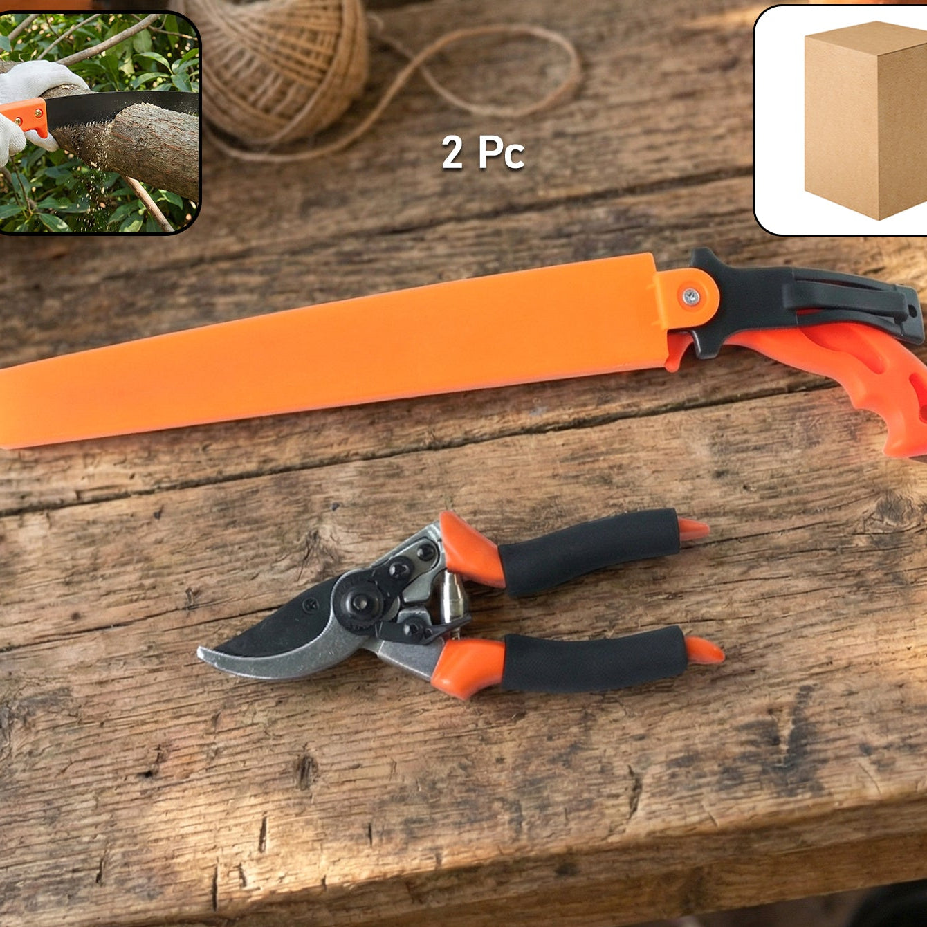Gardening Tool Set: 2 Pc Pruning Shears & Hand Saw Combo for Garden Maintenance - Happy Price - Image 1