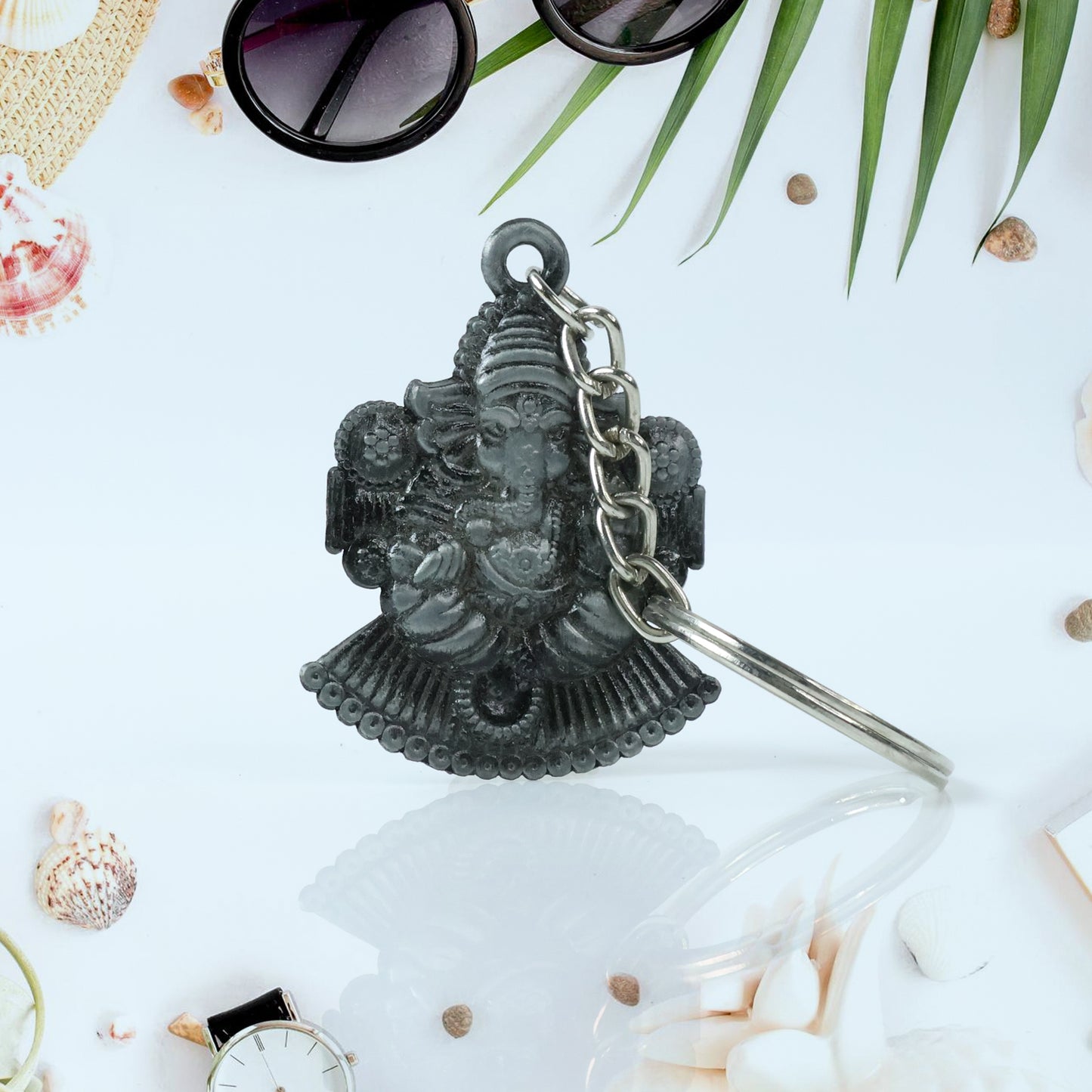 Lord Ganesha Sitting Design Metal Keychain (1 Pc) - Happy Price - Image 5