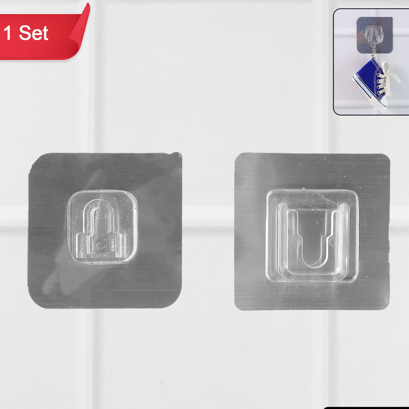 Self-adhesive Transparent Wall Hooks Set - Happy Price - Image 1