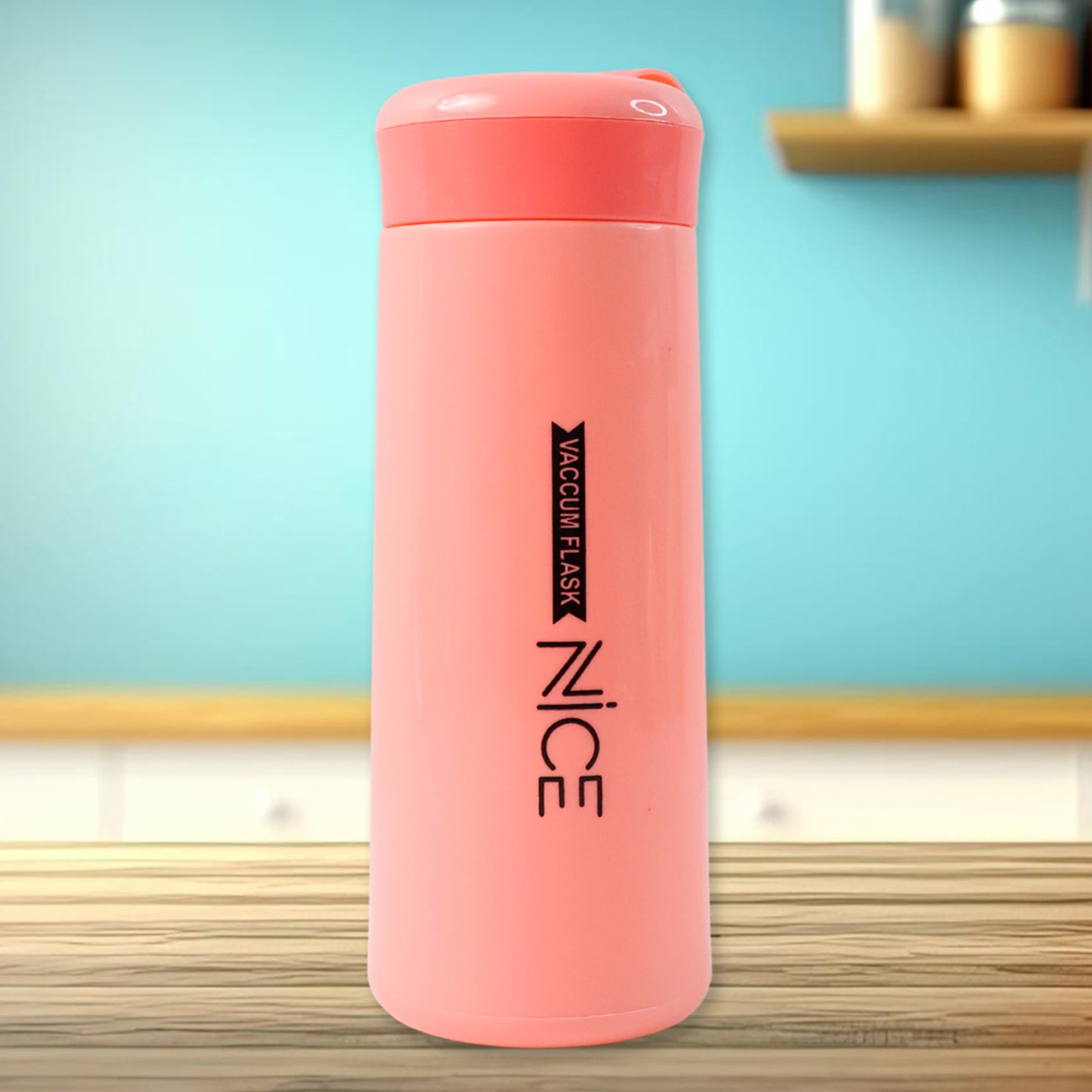 400ml Insulated Plastic Flask Bottle - Pink, Leak-Proof Travel Mug with Strap - Happy Price - Image 3