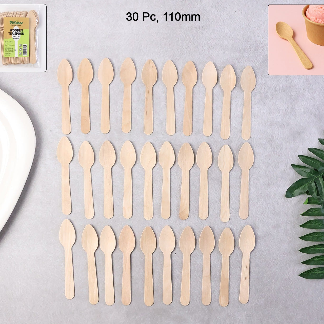 110mm Birchwood Tea Spoons - 30 Pcs Pack - Happy Price - Image 1