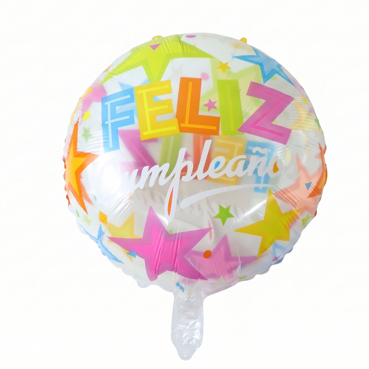 Colorful Feliz Cumpleanos Round Foil Balloon (1 Pc)