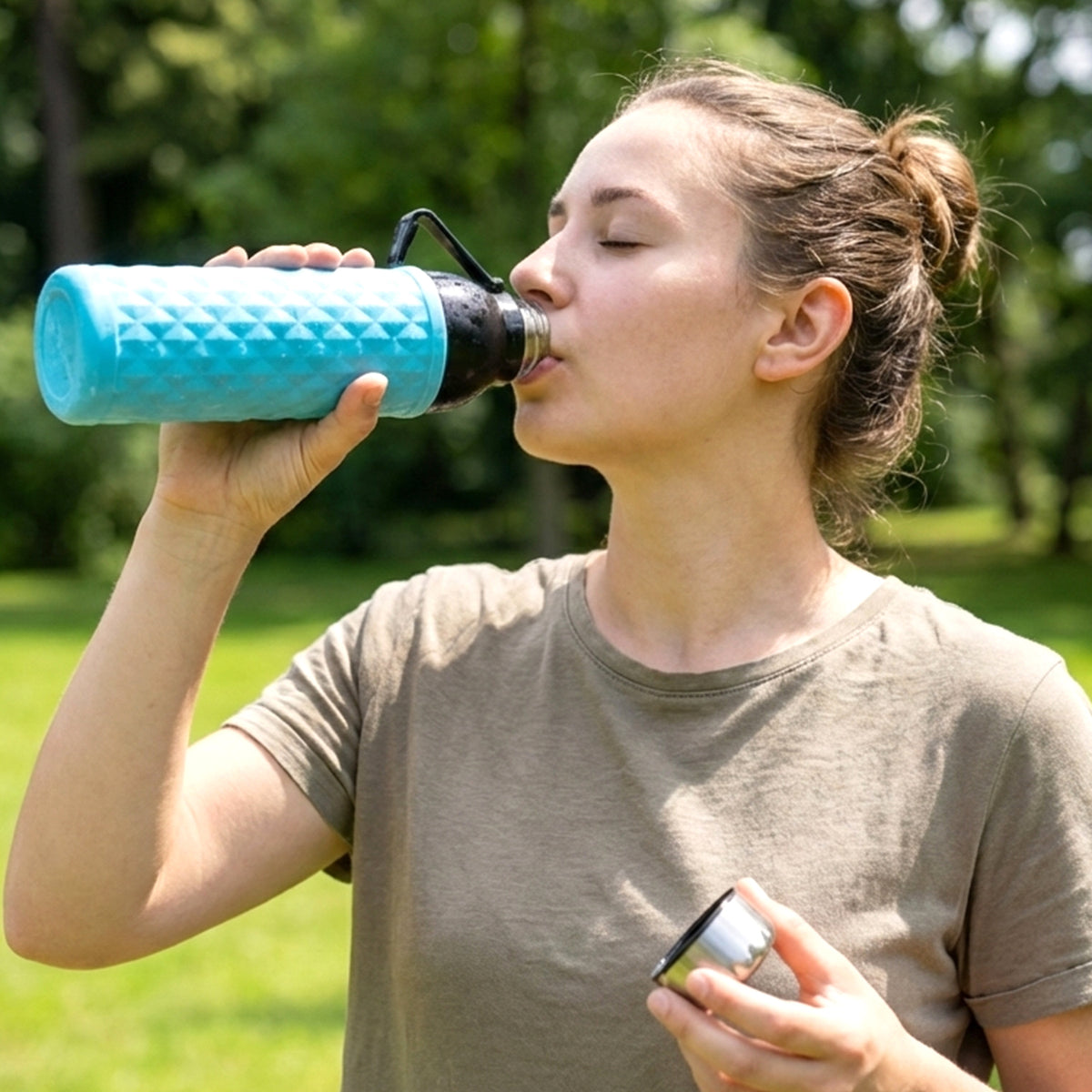 1100 ML Diamond Texture Sports Water Bottle with Strap (1 Pc) - Happy Price - Image 5
