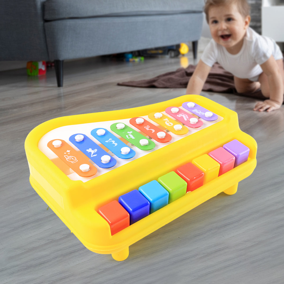 2-in-1 Baby Piano Xylophone Musical Toy with Mallets (1 Pc) - Happy Price - Image 4