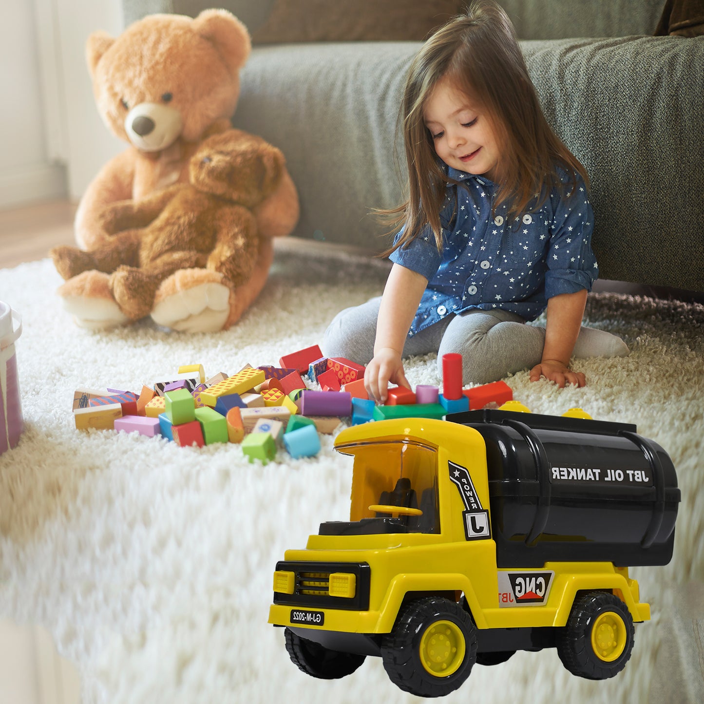 Big Size Heavy Duty Unbreakable Friction Powered With Engine Sound While Running Non Electric Toy Tempo Oil - Water Tanker Vehicle Truck For Kids Size - Happy Price - Image 4