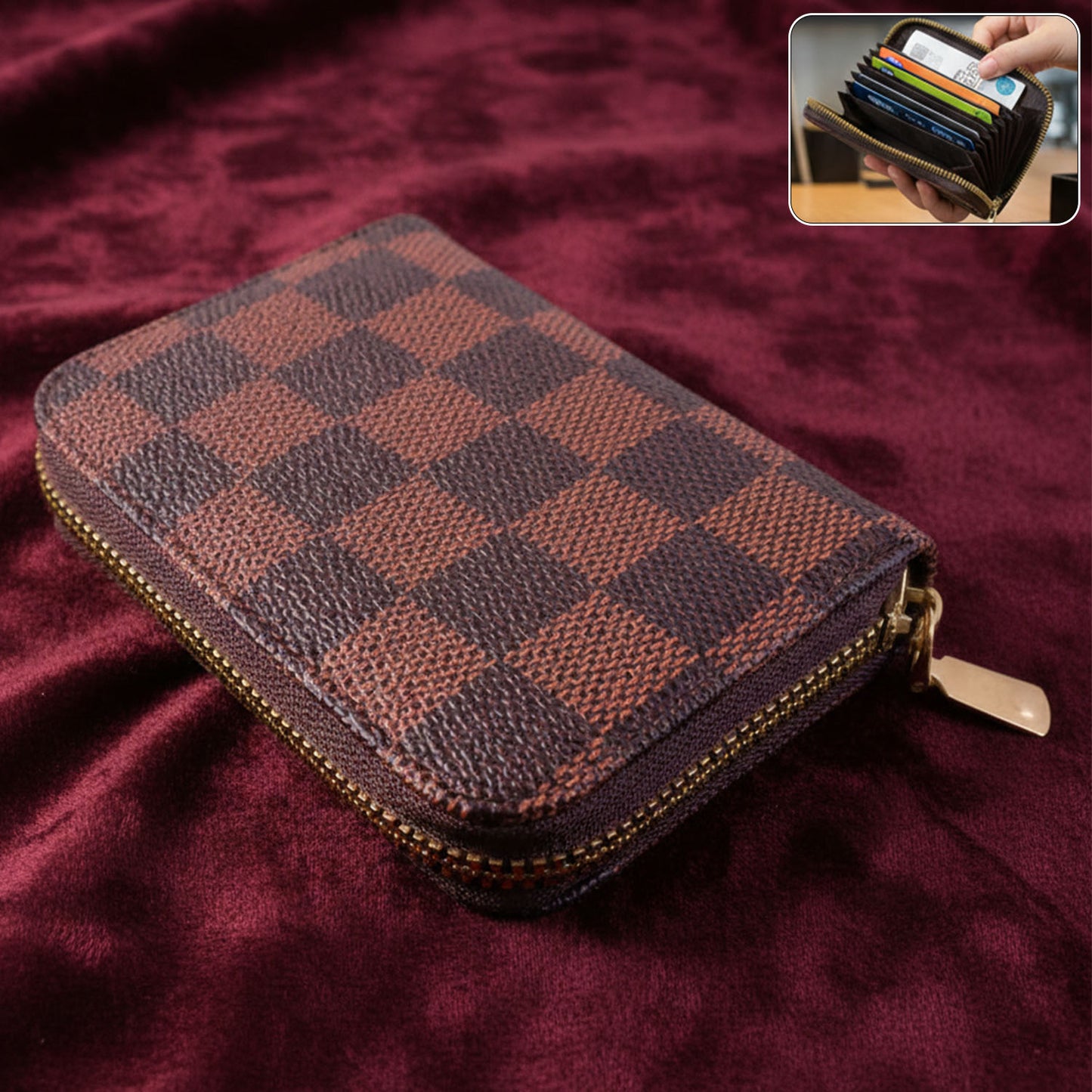 1 Pc Compact Zipper Card Holder Wallet - Multi Card Organizer Case - Happy Price - Image 2