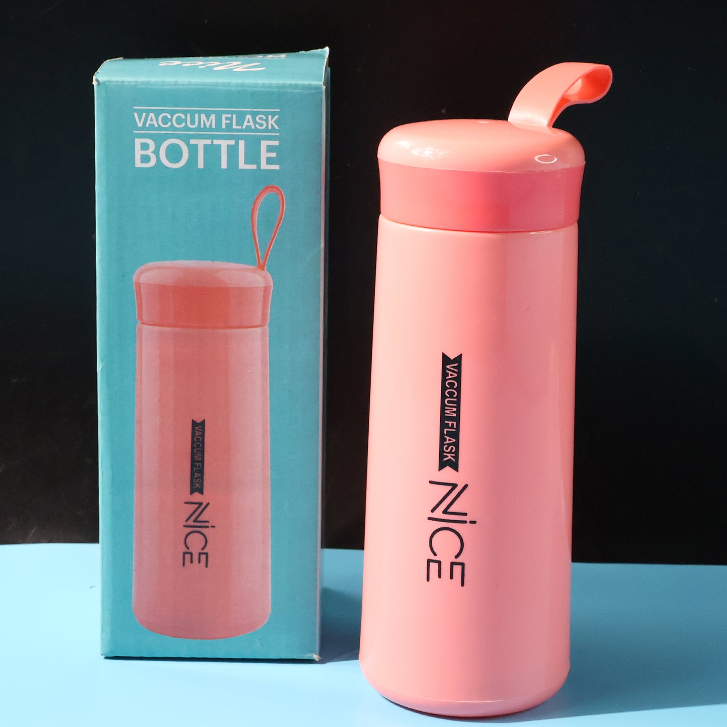400ml Insulated Plastic Flask Bottle - Pink, Leak-Proof Travel Mug with Strap - Happy Price - Image 2