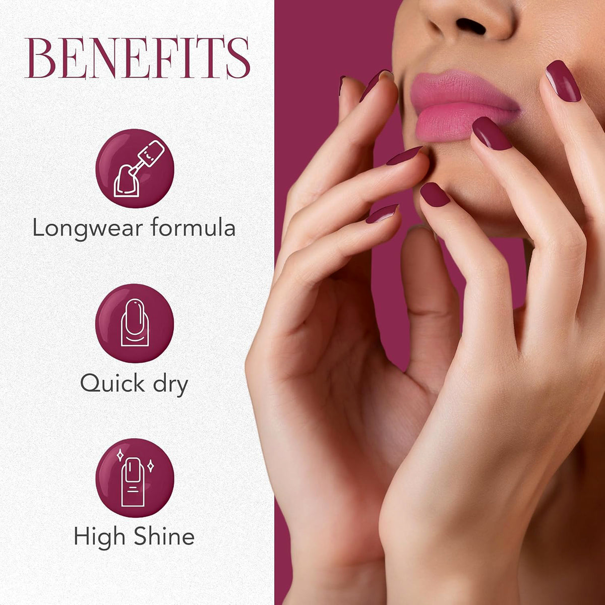 Burgundy Plum Gel Nail Polish - 10 ML Intense Colour, Chip-Resistant Finish - Happy Price - Image 6