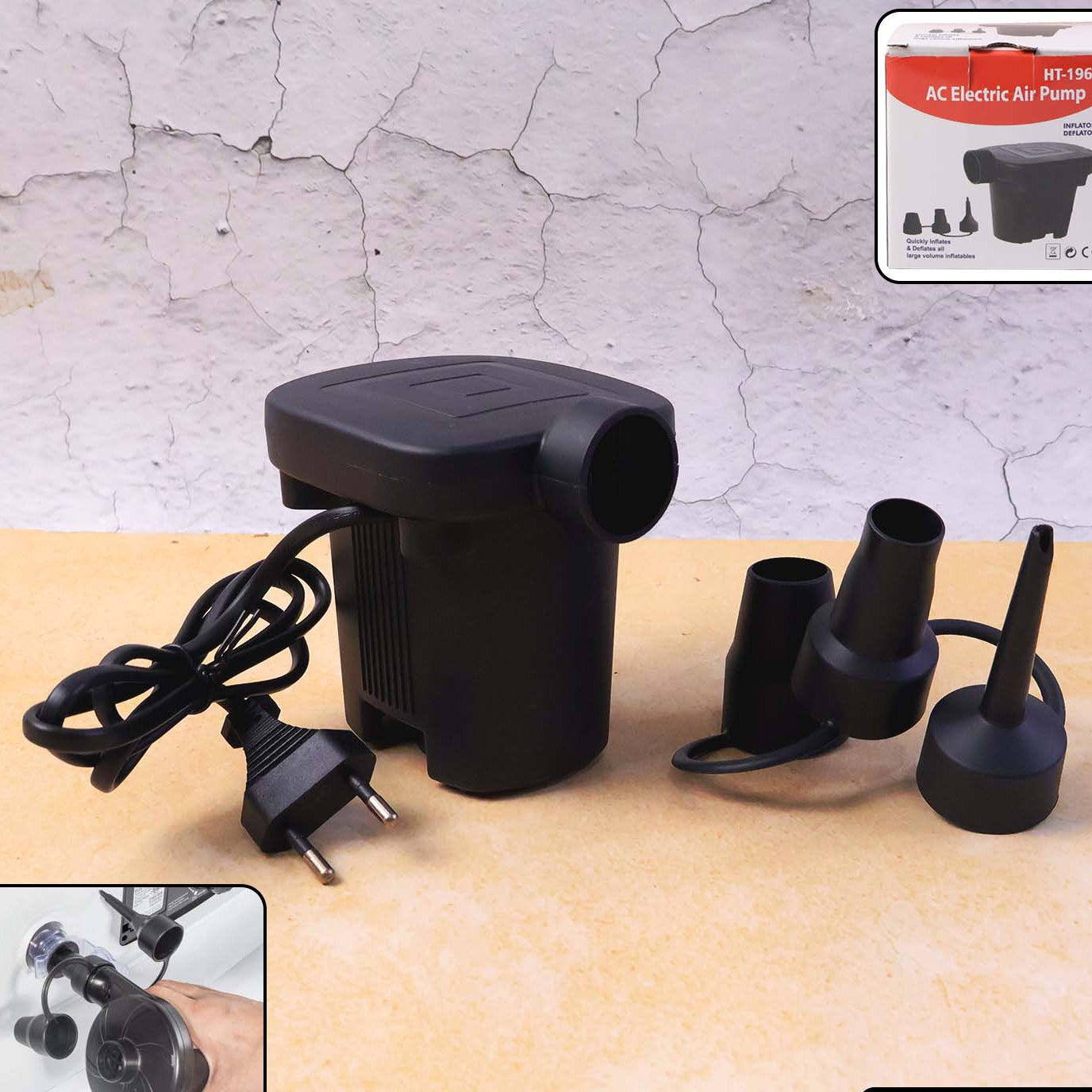 Electric Air Pump with 3 Nozzles for Balls and Balloons - Happy Price - Image 1