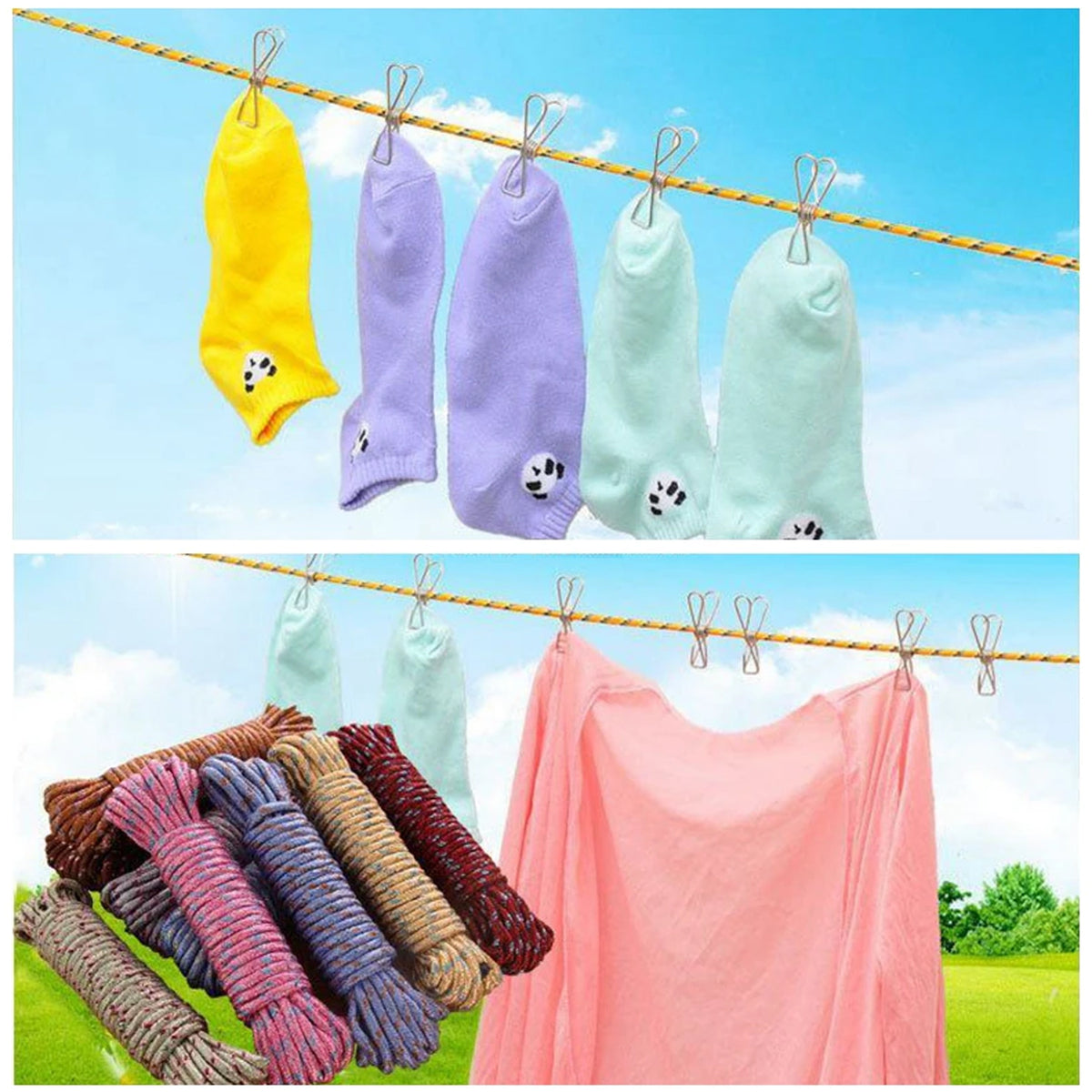 10 Meter Heavy Duty Laundry Drying Clothesline Rope Portable Travel Nylon Cord Sturdy Clothes Line For Outdoor Camping Indoor Crafting Art Projects - Happy Price - Image 2