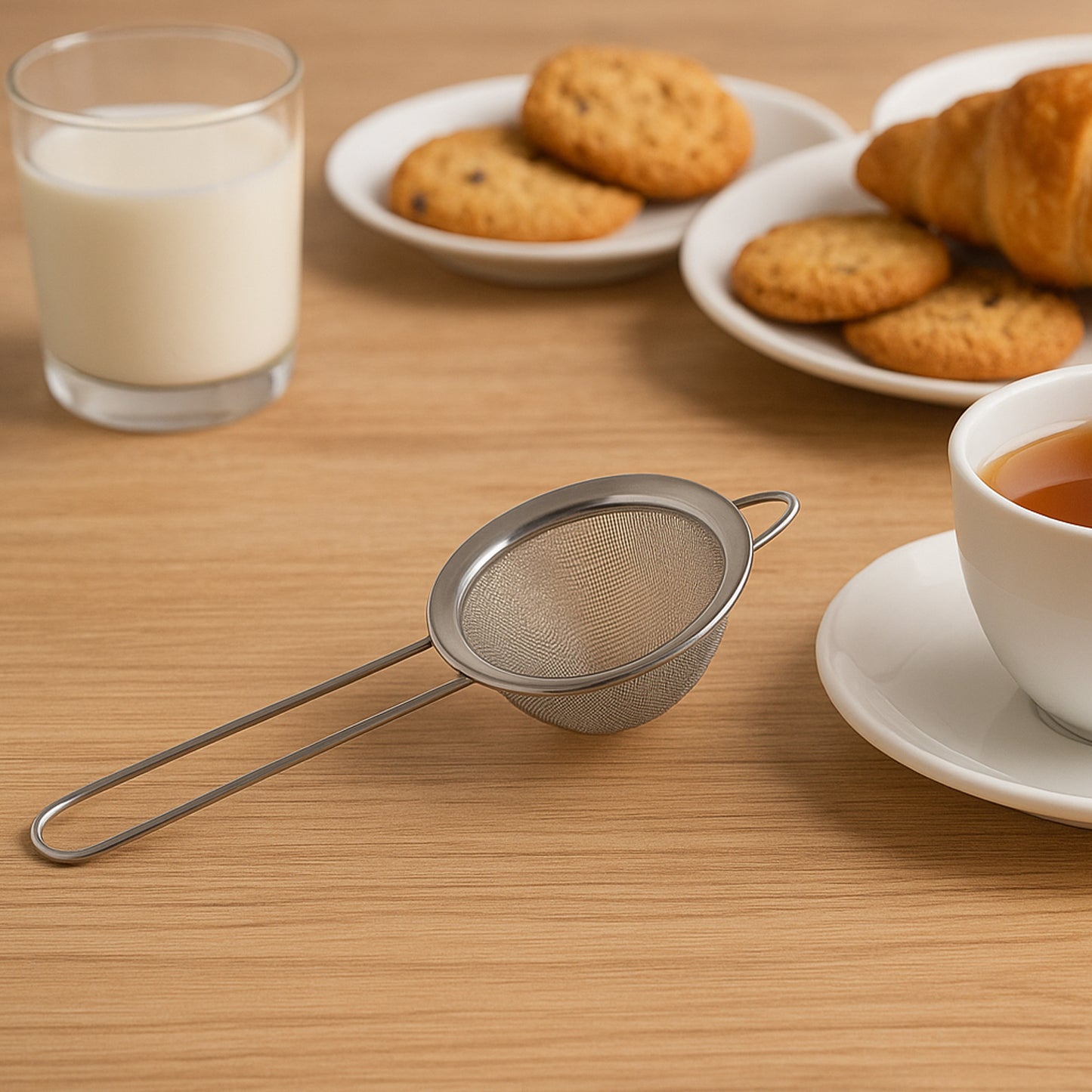 Supermom Slim Stainless Steel Kitchen Strainer - Fine Mesh Sieve for Tea, Coffee, Juices & Cooking (1 Pc) - Happy Price - Image 6