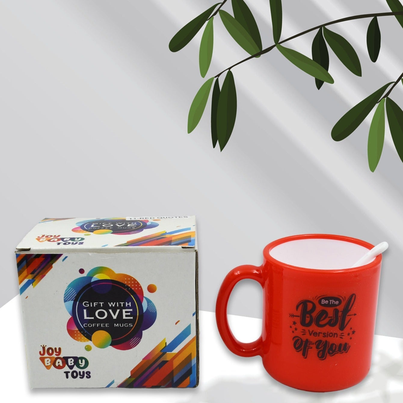 Ceramic Coffee Mug with Spoon and Gift Box - 350 ML - Happy Price - Image 1