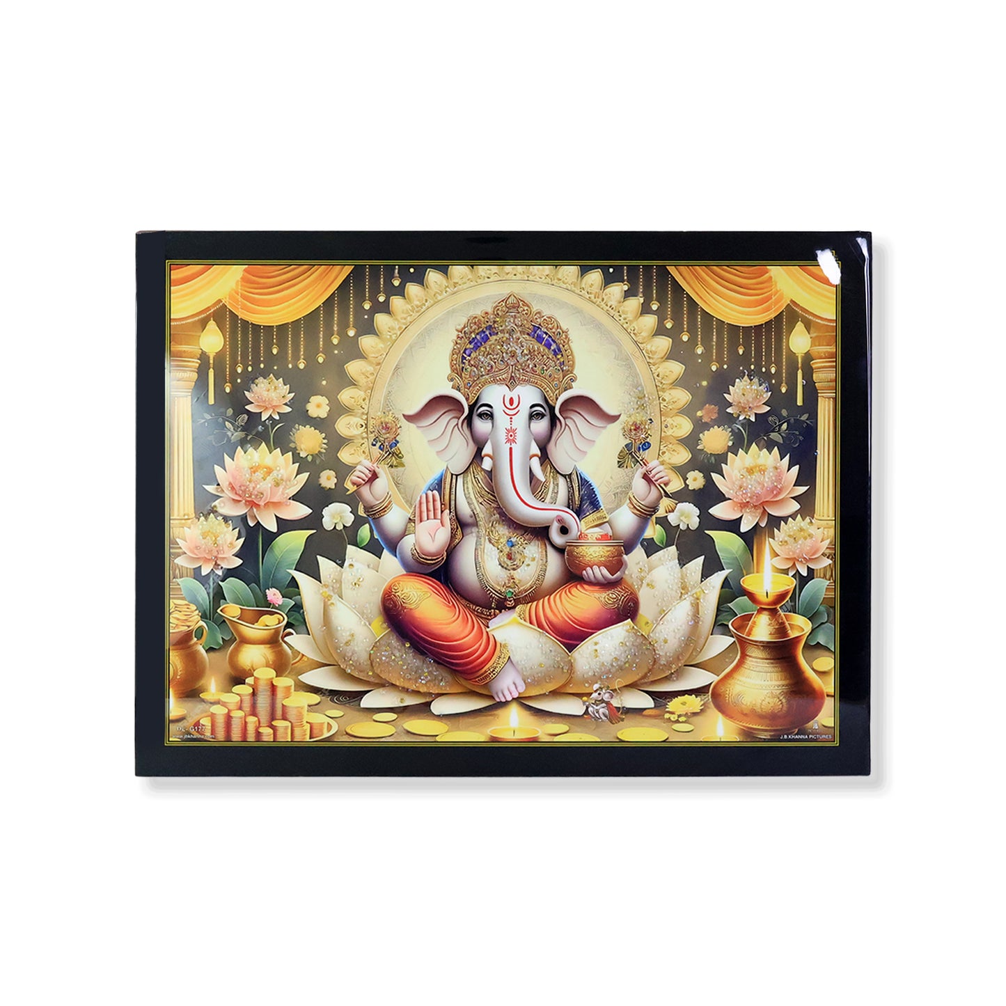 Lord Ganesha Wall Art with Wooden Frame - 60x45 Cm (1 Pc) - Happy Price - Image 2