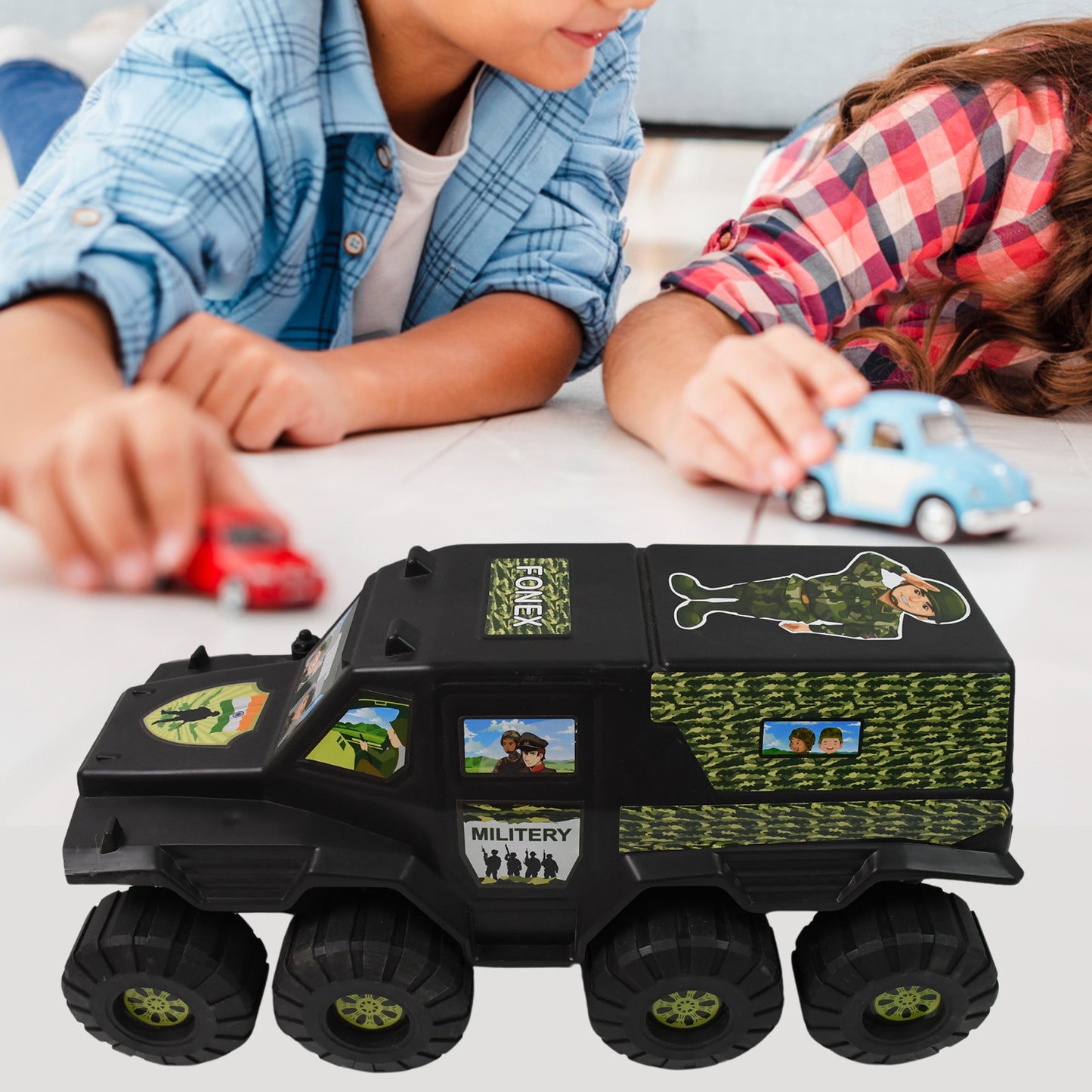 Big Military 8-wheel Plastic Car Toy (1 Pc) - Happy Price - Image 3