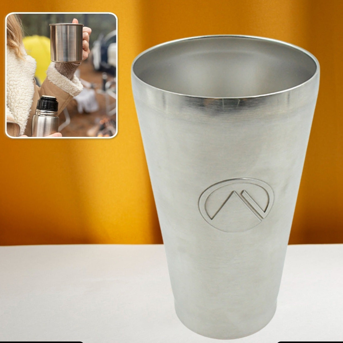 Stainless Steel Vacuum Insulated Travel Mug Glass Reusable Water Glassserving Unbreakable Drinking Glasses Plain Design For Everyday Use Drinks Water Tea Mug Outdoor Home Office (1 Pc) - Happy Price - Image 1