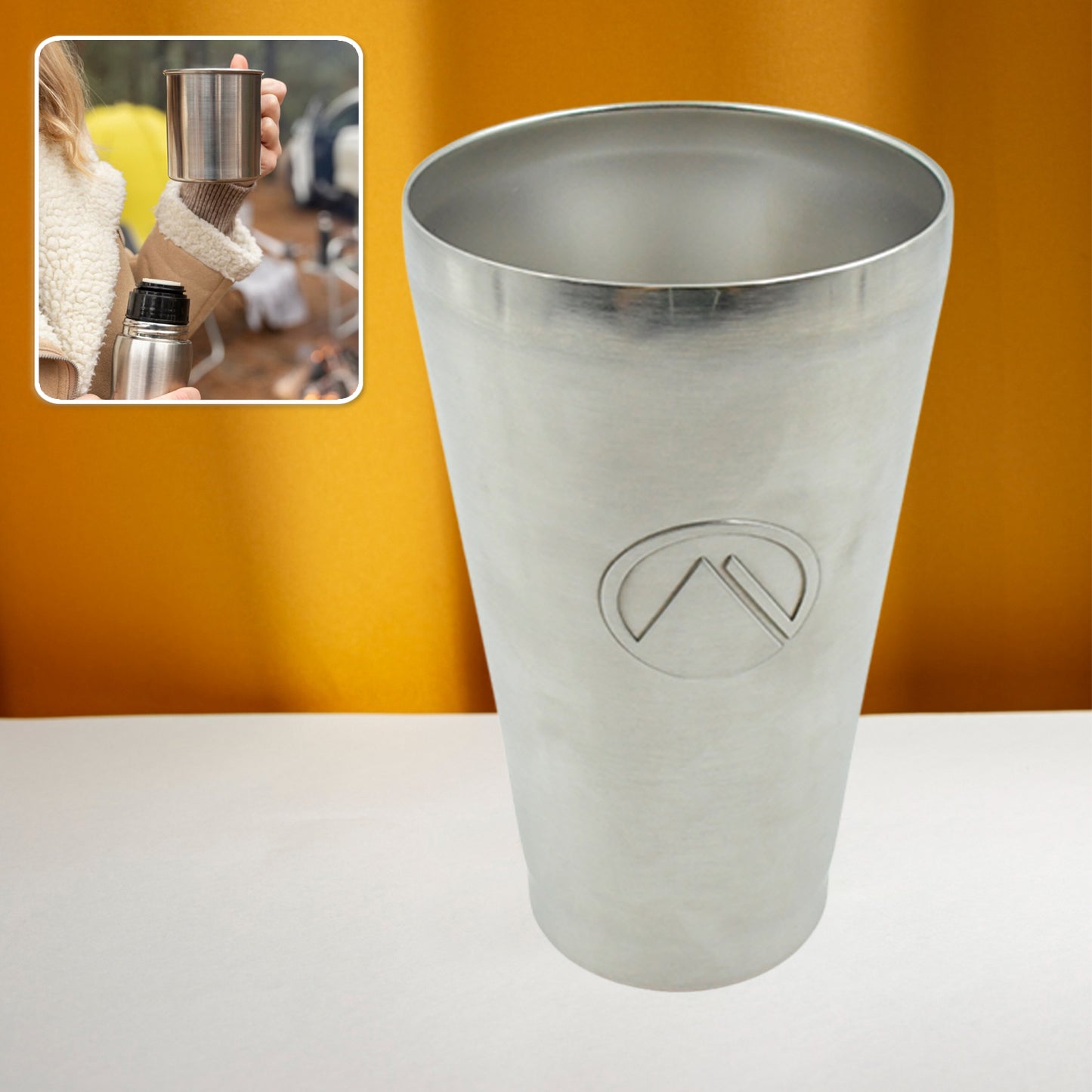 Stainless Steel Vacuum Insulated Travel Mug Glass Reusable Water Glassserving Unbreakable Drinking Glasses Plain Design For Everyday Use Drinks Water Tea Mug Outdoor Home Office (1 Pc) - Happy Price - Image 2